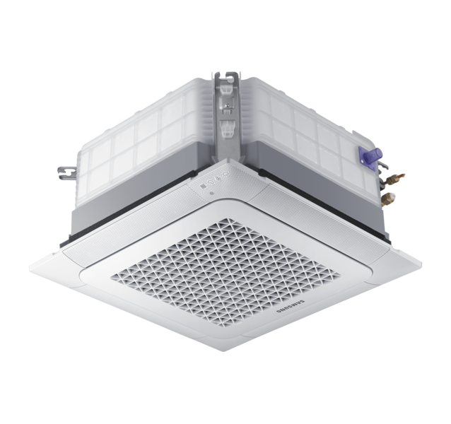 Deckenklimaanlage mit Luftfiltern und Ventilationsöffnungen.