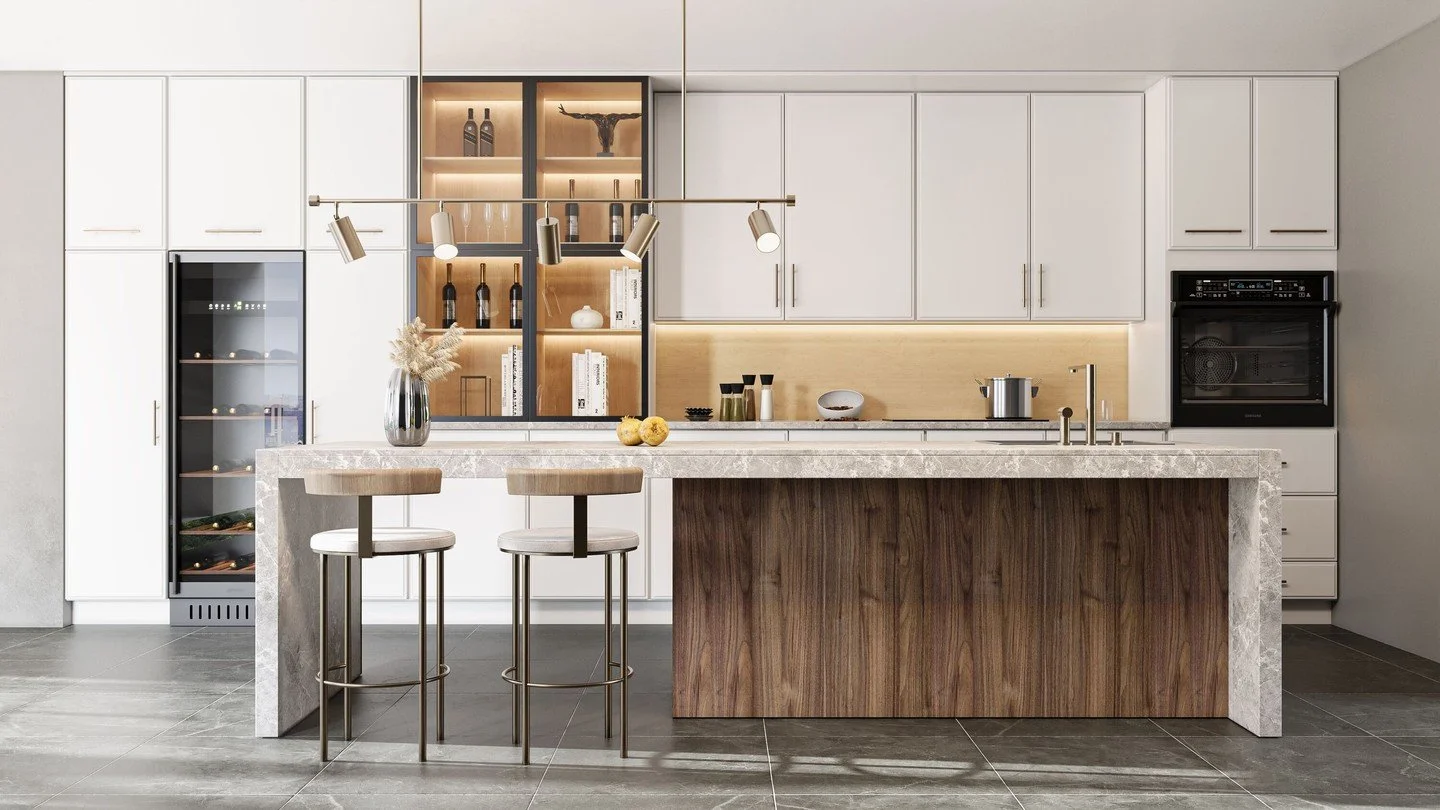 Warm wood and white cabinetry is a combination that continues to stand the test of time.

White creates a clean foundation. Warm wood adds depth and balance. Together, they bring contrast without overwhelming the space. #KitchenDesign #WarmWood #Whit