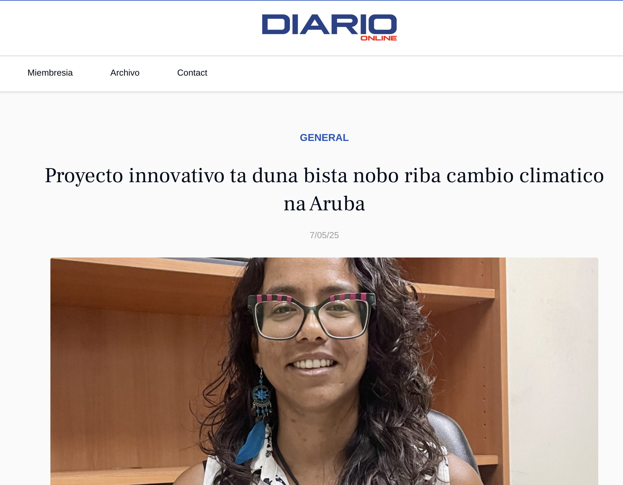 Proyecto innovativo ta duna bista nobo riba cambio climatico na Aruba