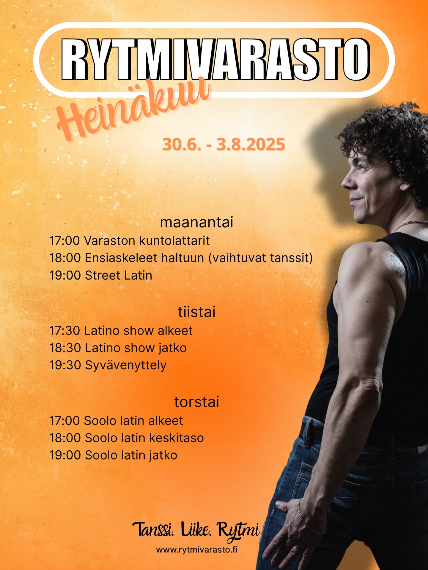 Hein&auml;kuussa ei huilata &ndash; Rytmivarastolla tanssitaan!💃🔥 
Katso tuntitarjonta, tule paikalle ja anna rytmin vied&auml;. ☀️
Lue lis&auml;&auml;: rytmivarasto.fi

#tampere #tanssi #tanssikoulu #rytmivarasto