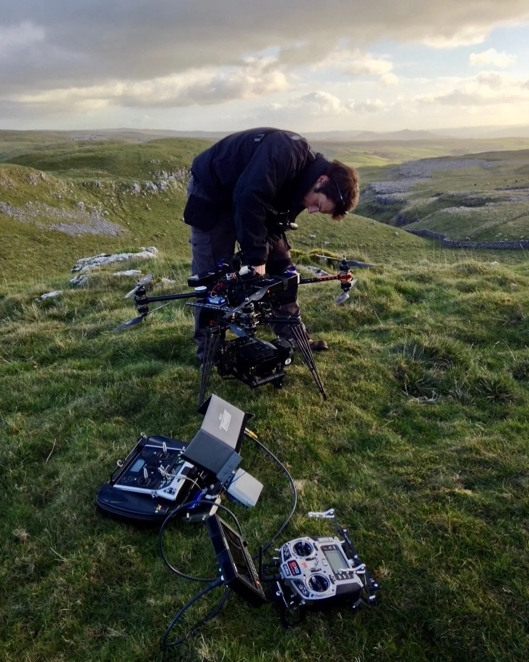 Throwback to 2013 - prepping some very early drone tech for a BBC production in Derbyshire. 
.
The SkyJib X8 drone was our workhorse for a long time and it&rsquo;s pictured here with one of the first UK-delivered Freefly Systems MOVI M10 gimbals - a 