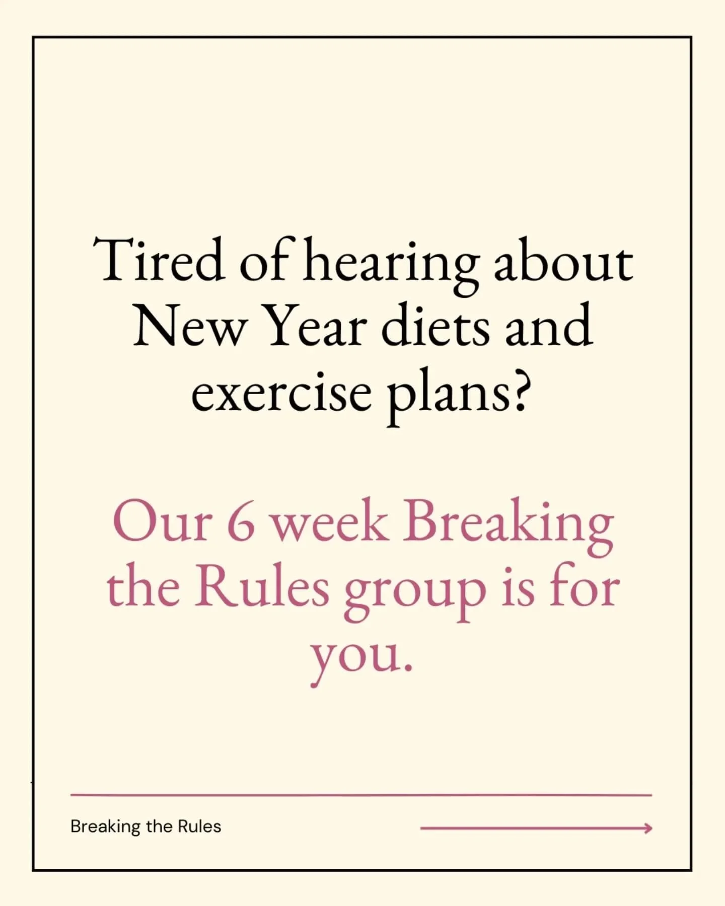 Our signature 6-week Breaking the Rules group programme starts again in early March.

Head to the link in our bio to sign up!

If you want to free yourself from restrictive behaviours and rigid beliefs and move away from self-critical thinking, drop 