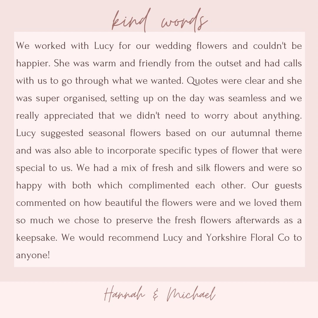 Thank you Hannah &amp; Michael for your kind words ✨

It was a pleasure to work with you on your wedding planning journey and bring it all together on the day ✨

@hannah_hush_ 
@manorhouselindley 
@bencummingphotography