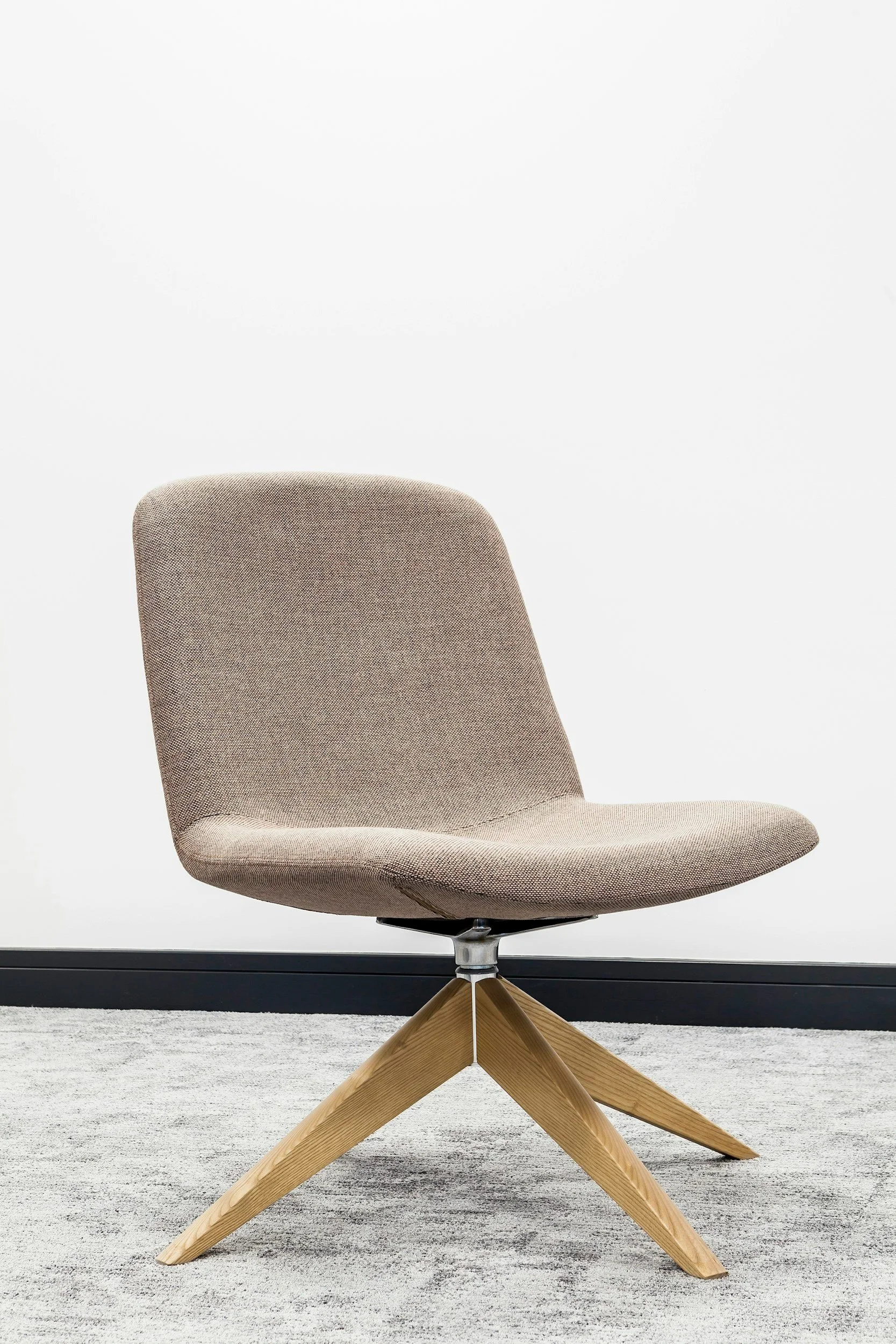 Modern Swivel Lounge Chair with Wooden Base