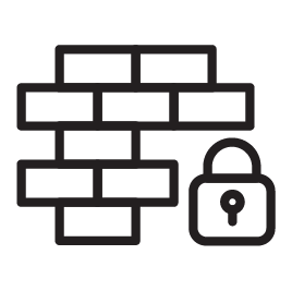 Brick wall and padlock icon symbolizing security and protection