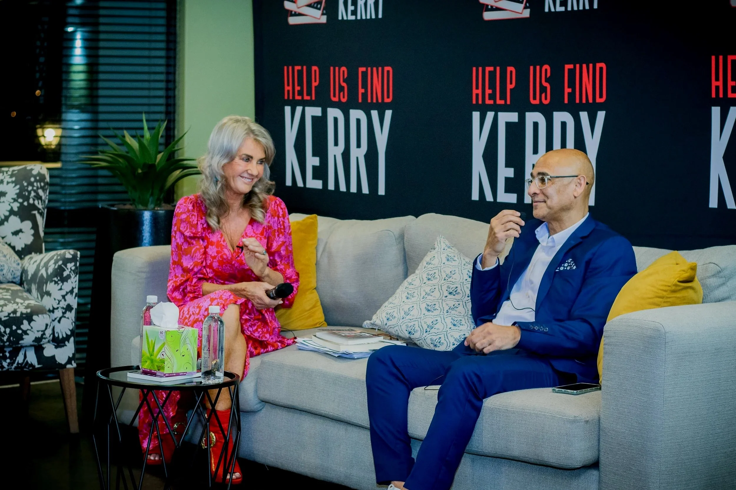 Alison as the master of ceremonies for the Johannesburg book launch of Help Us Find Kerry