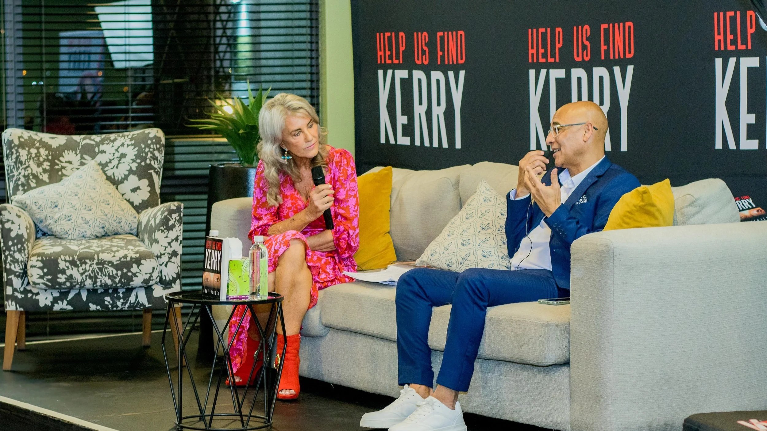 Alison as the master of ceremonies for the Johannesburg book launch of Help Us Find Kerry