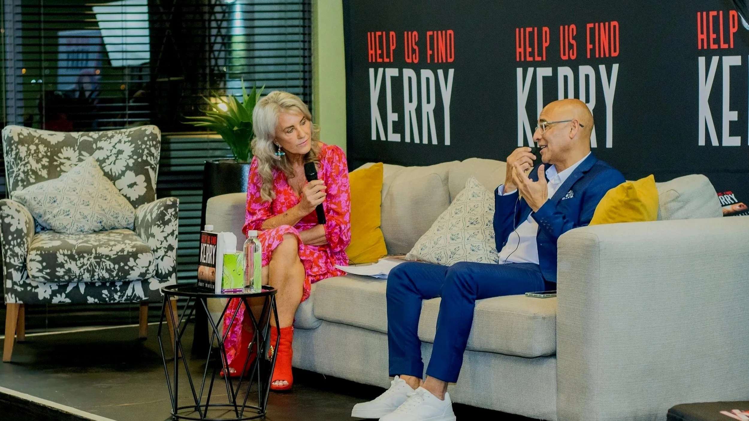 Alison as the master of ceremonies for the Johannesburg book launch of Help Us Find Kerry