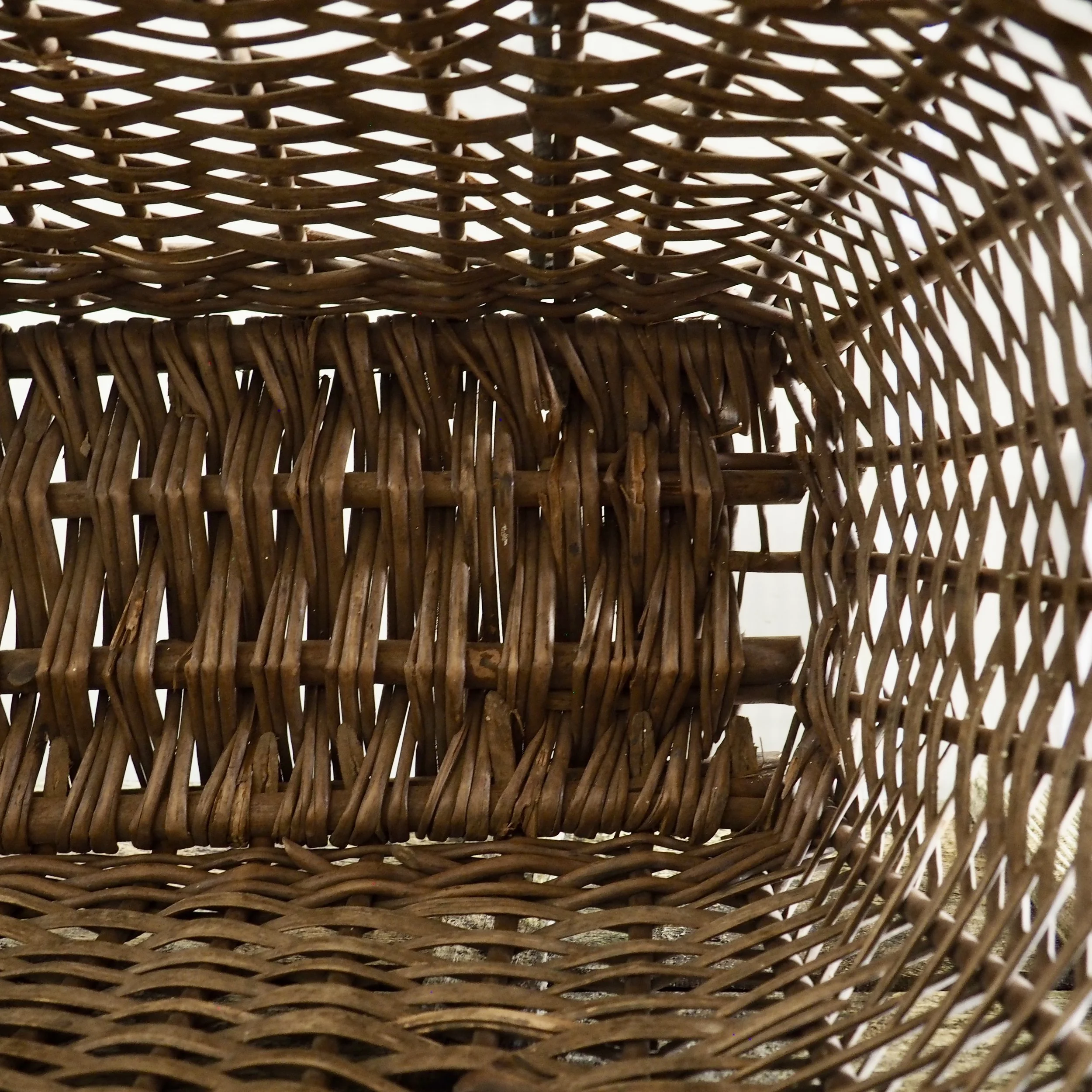 large vintage wicker shopping basket detail