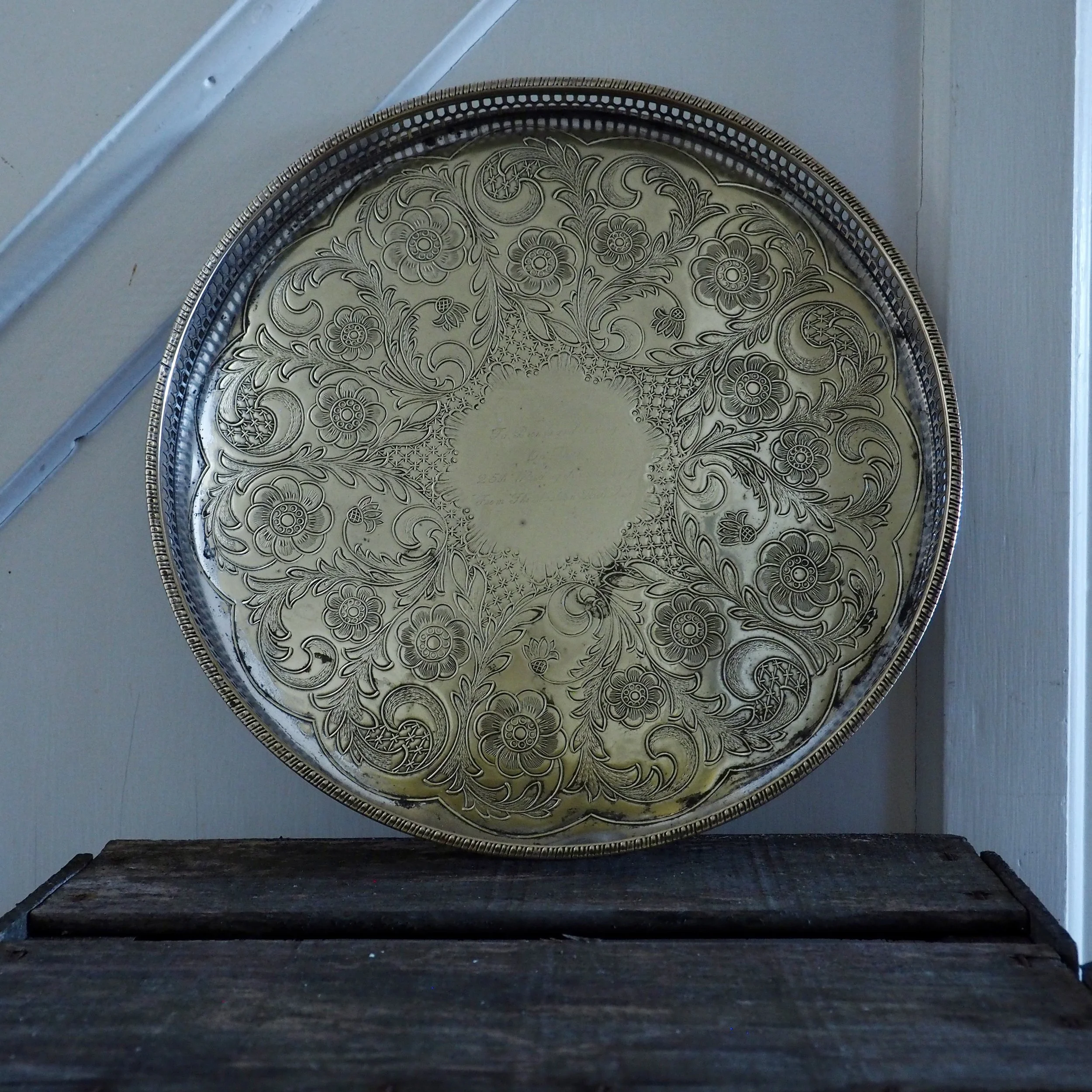 vintage epns galleried tray
