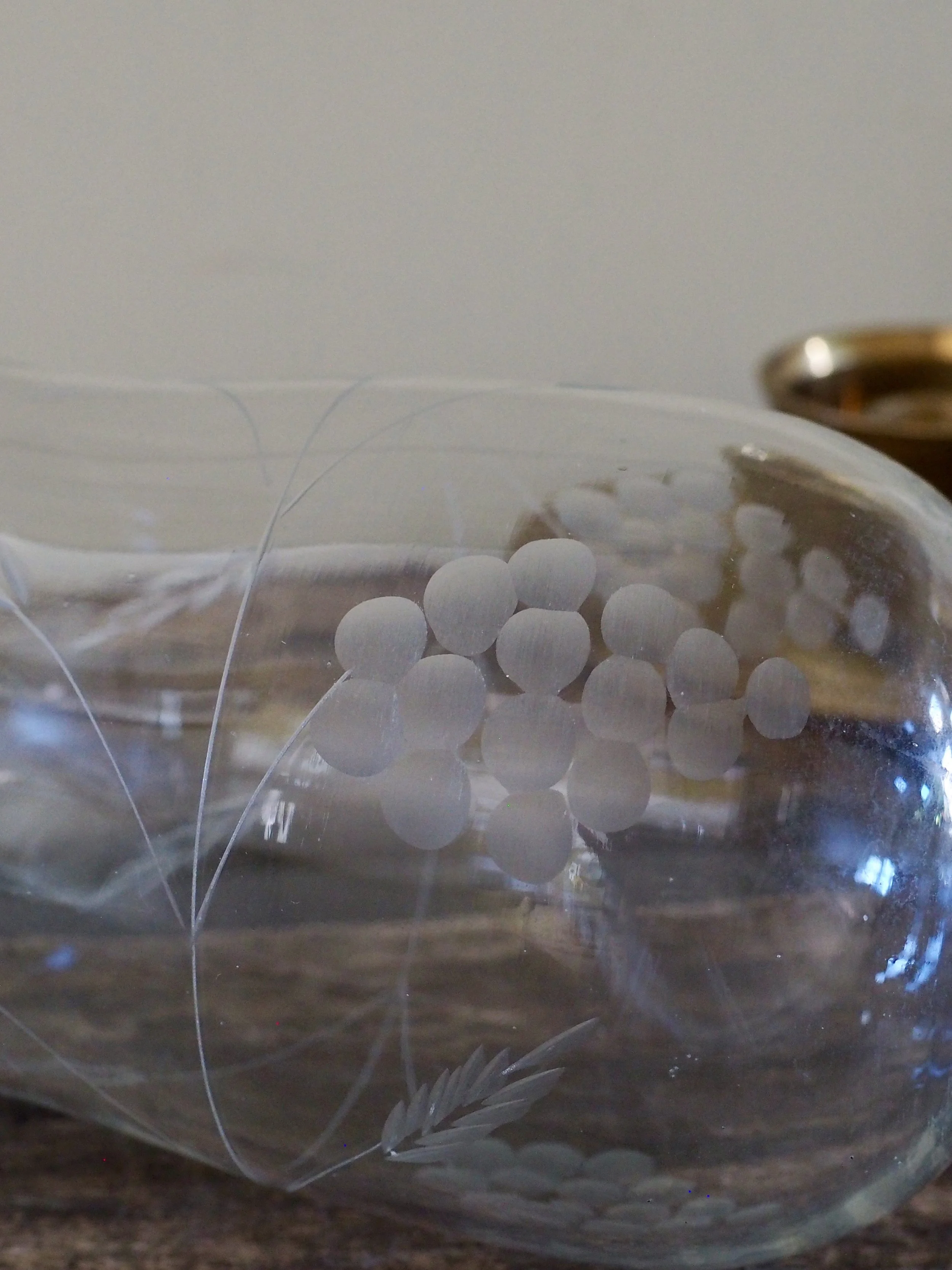 etched glass chamberstick cover detail