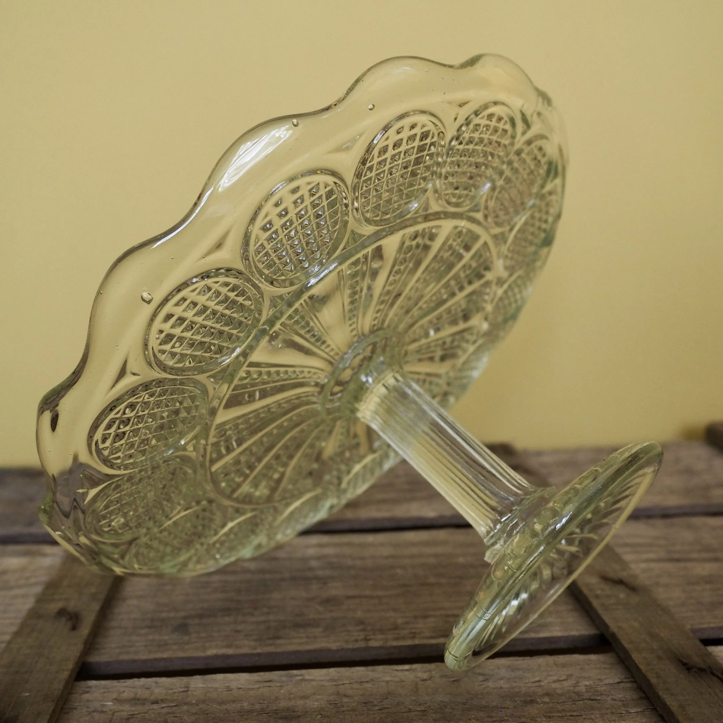 pressed glass cake stand