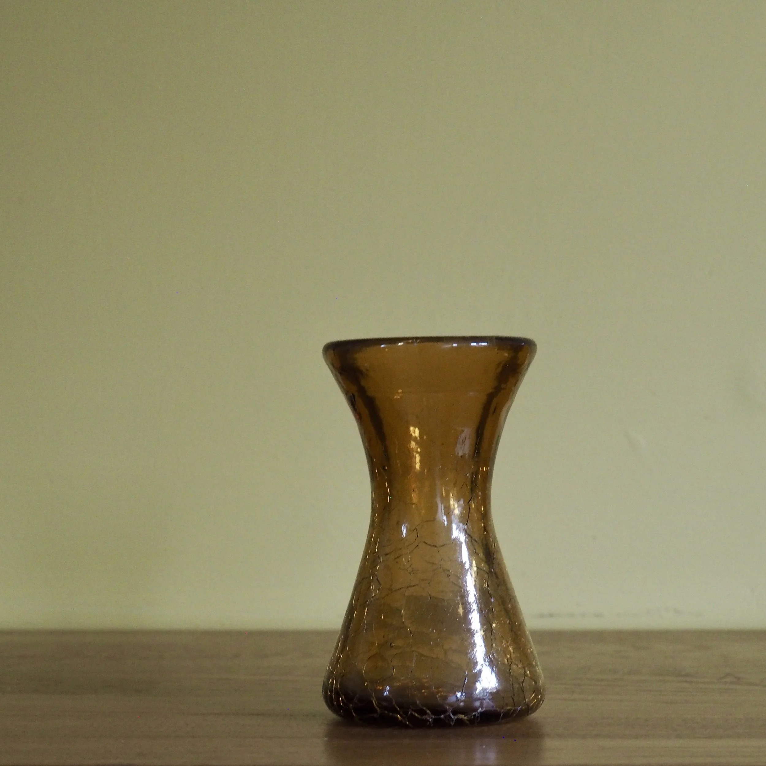 Small vintage Amber crackle glass vase