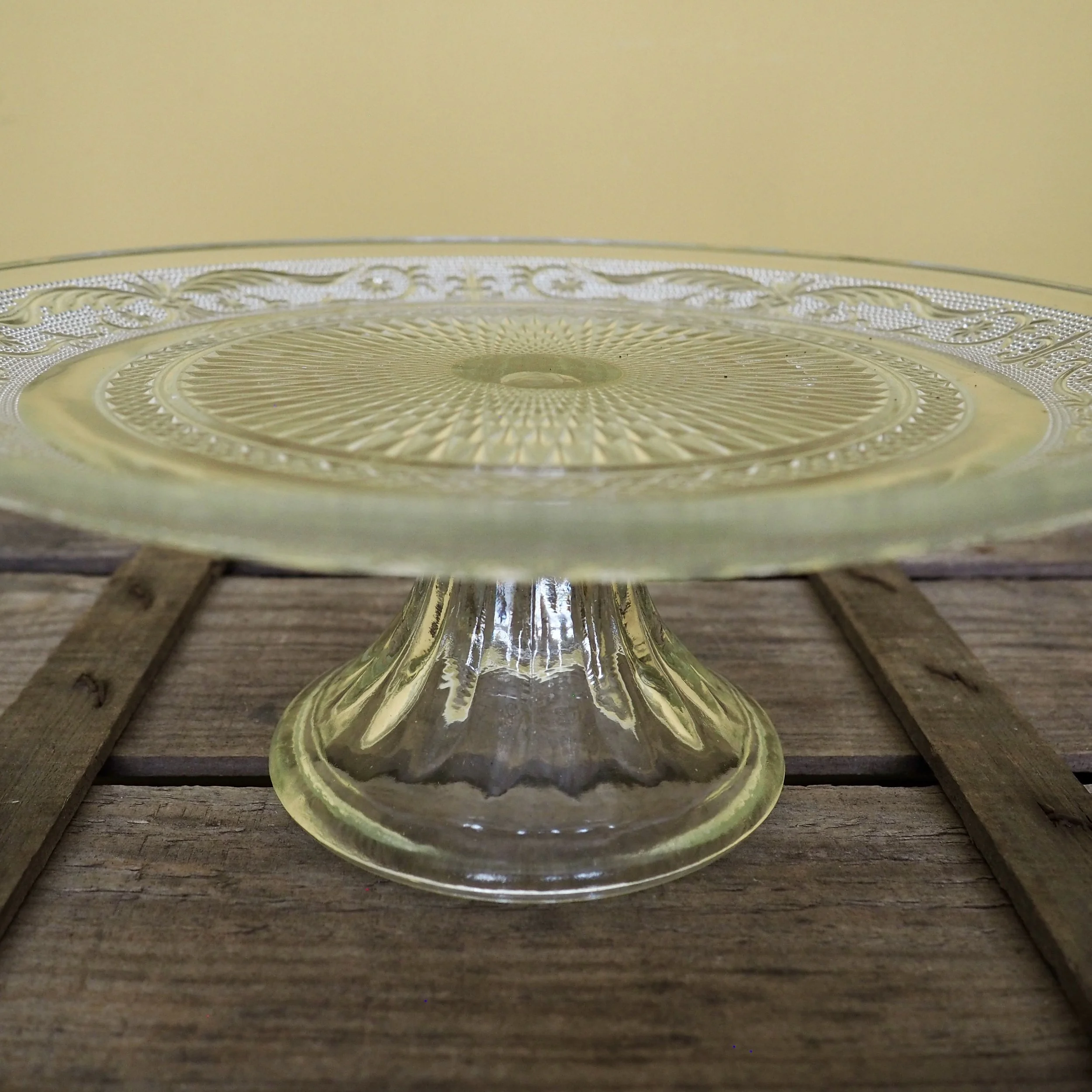 pressed glass cake stand