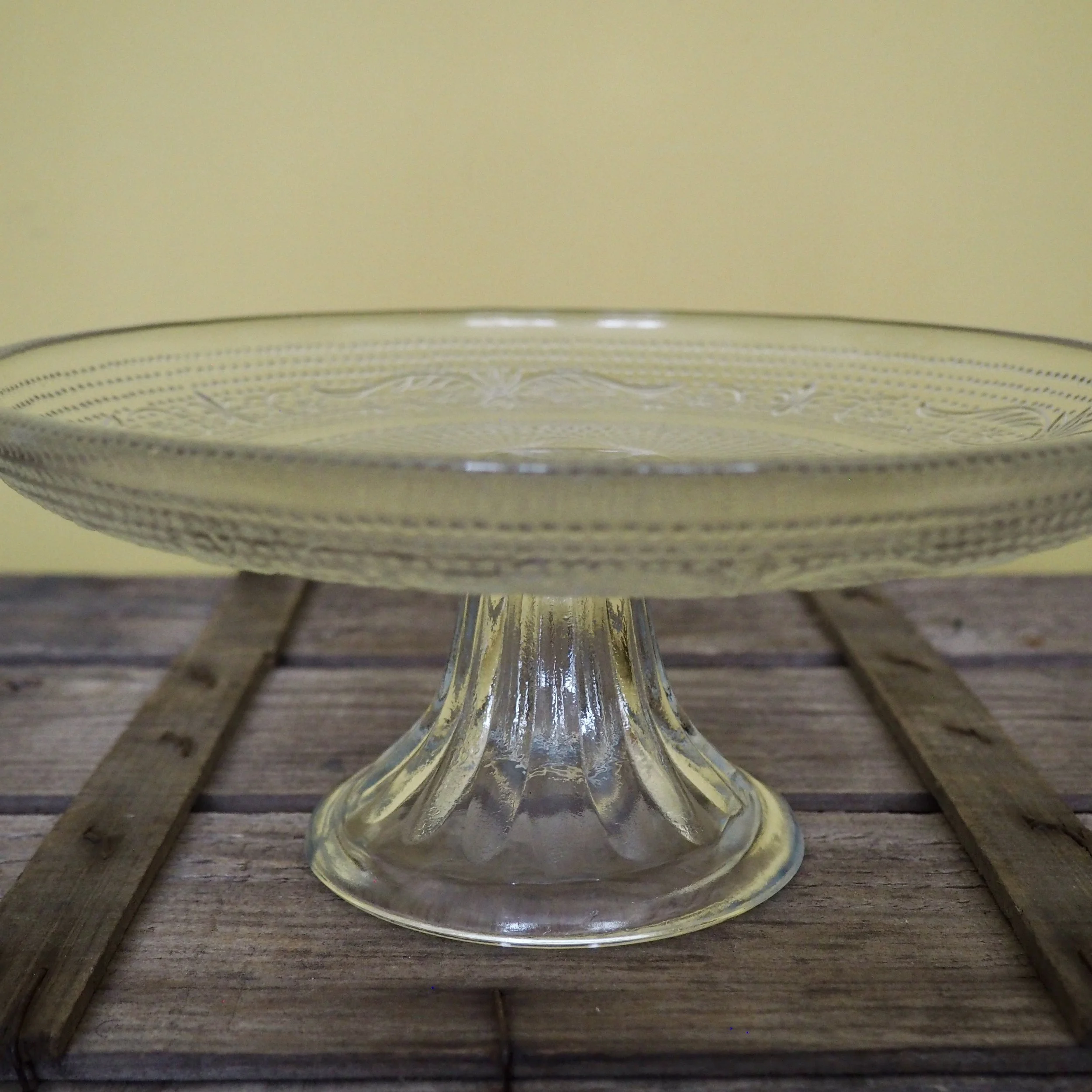pressed glass cake stand