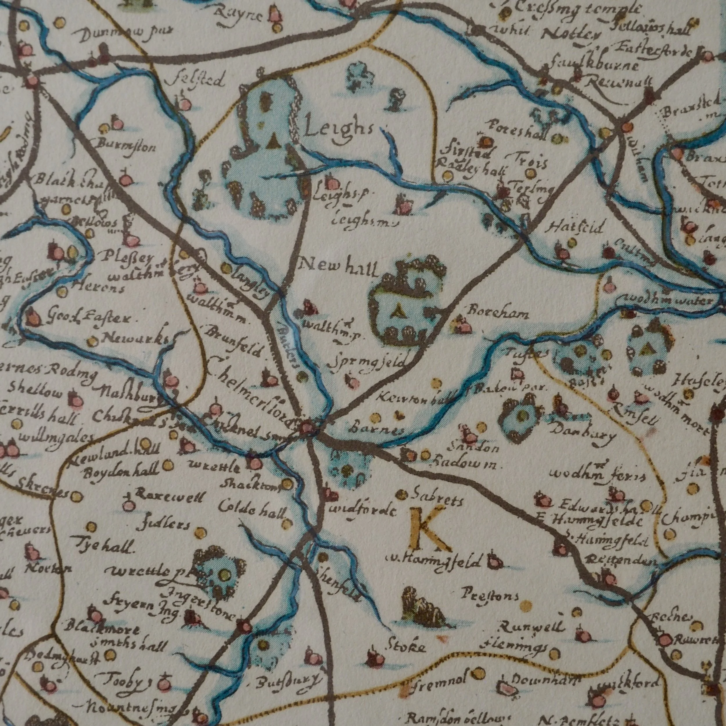 Close up of vintage map of Essex