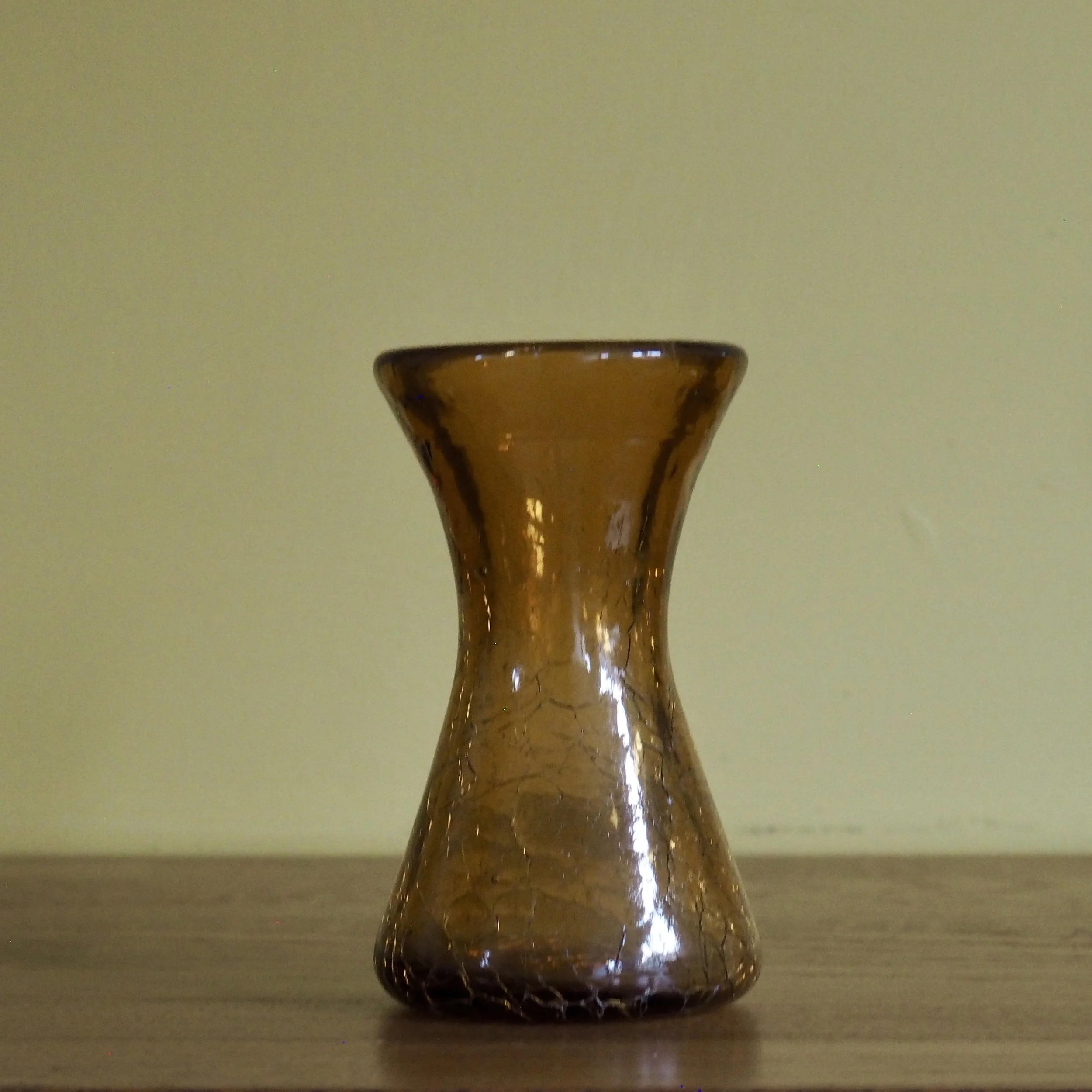 Small vintage Amber crackle glass vase