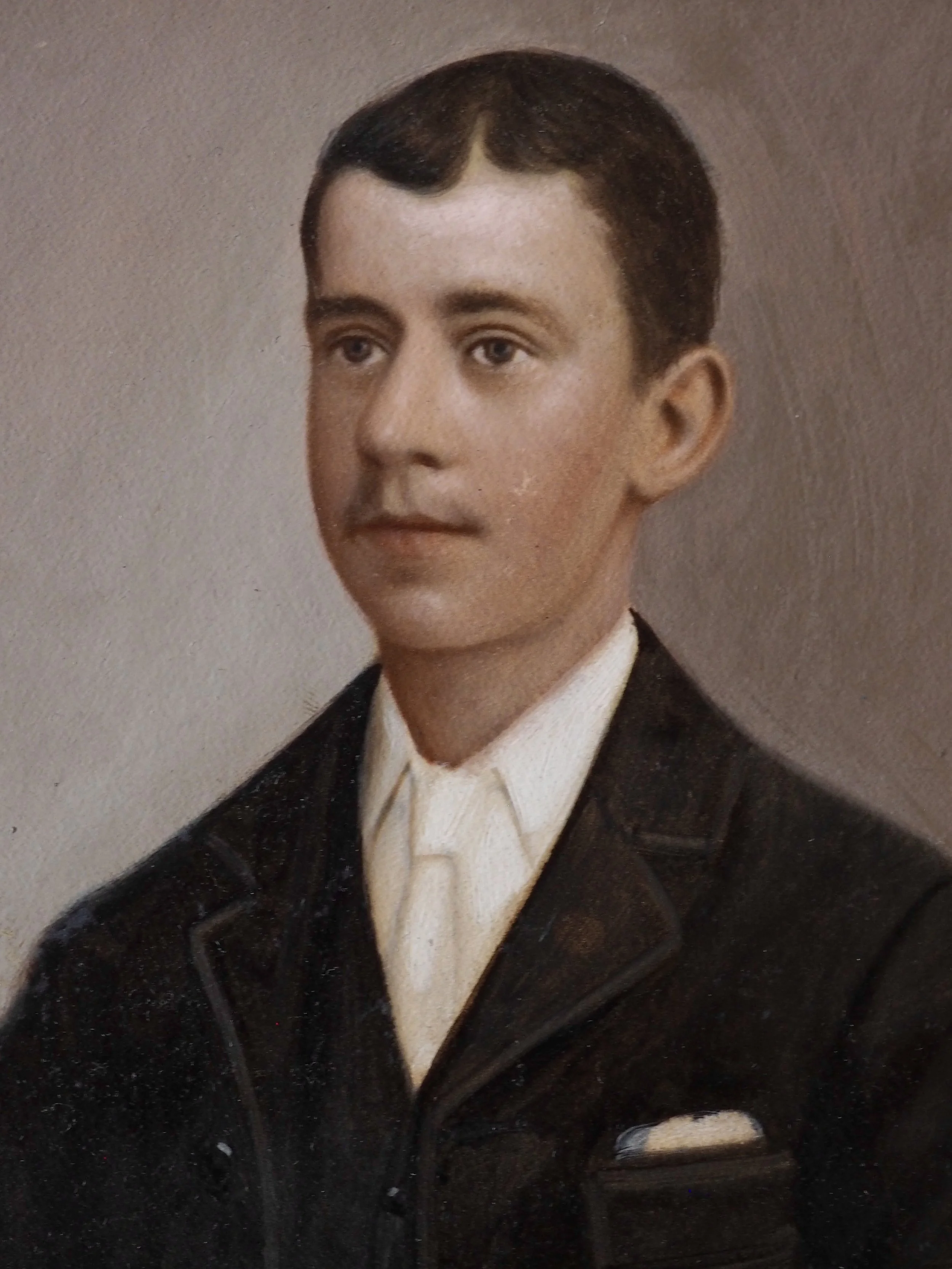 Oil on board portrait of a gentleman Early 20th Century Close up of face