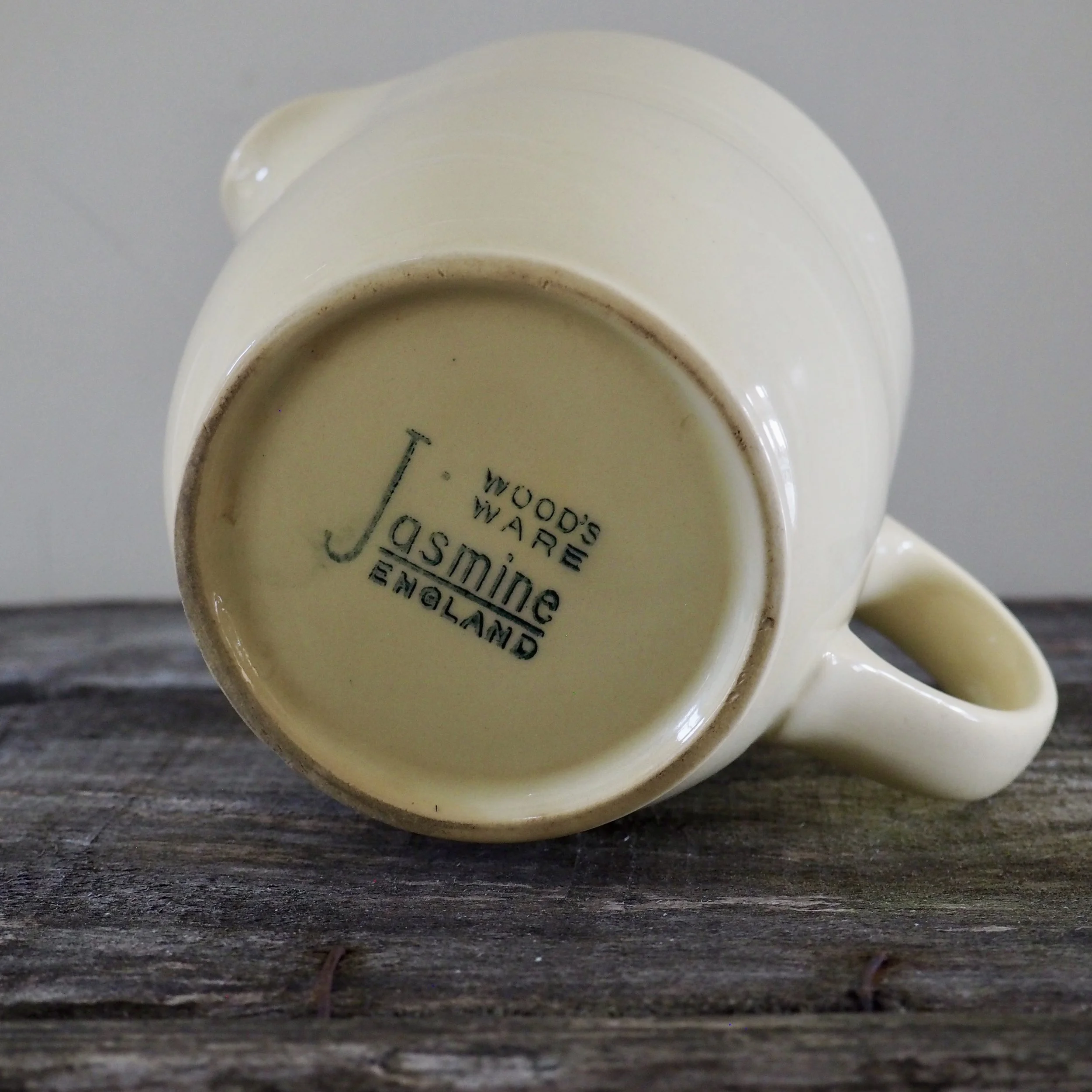 makers stamp Woods ware Jasmine range on vintage jug