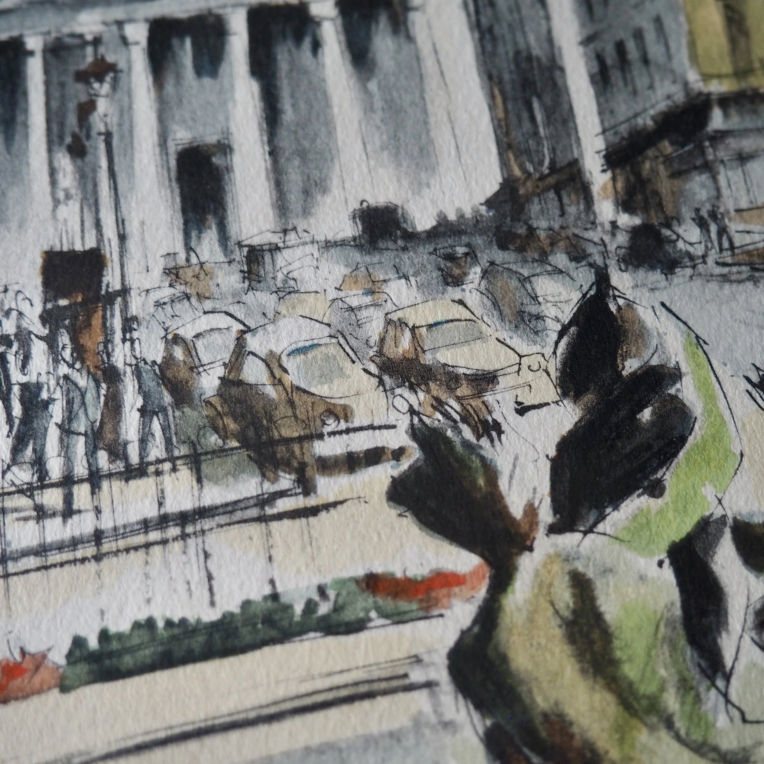 close up of 1950s french lithography Paris
