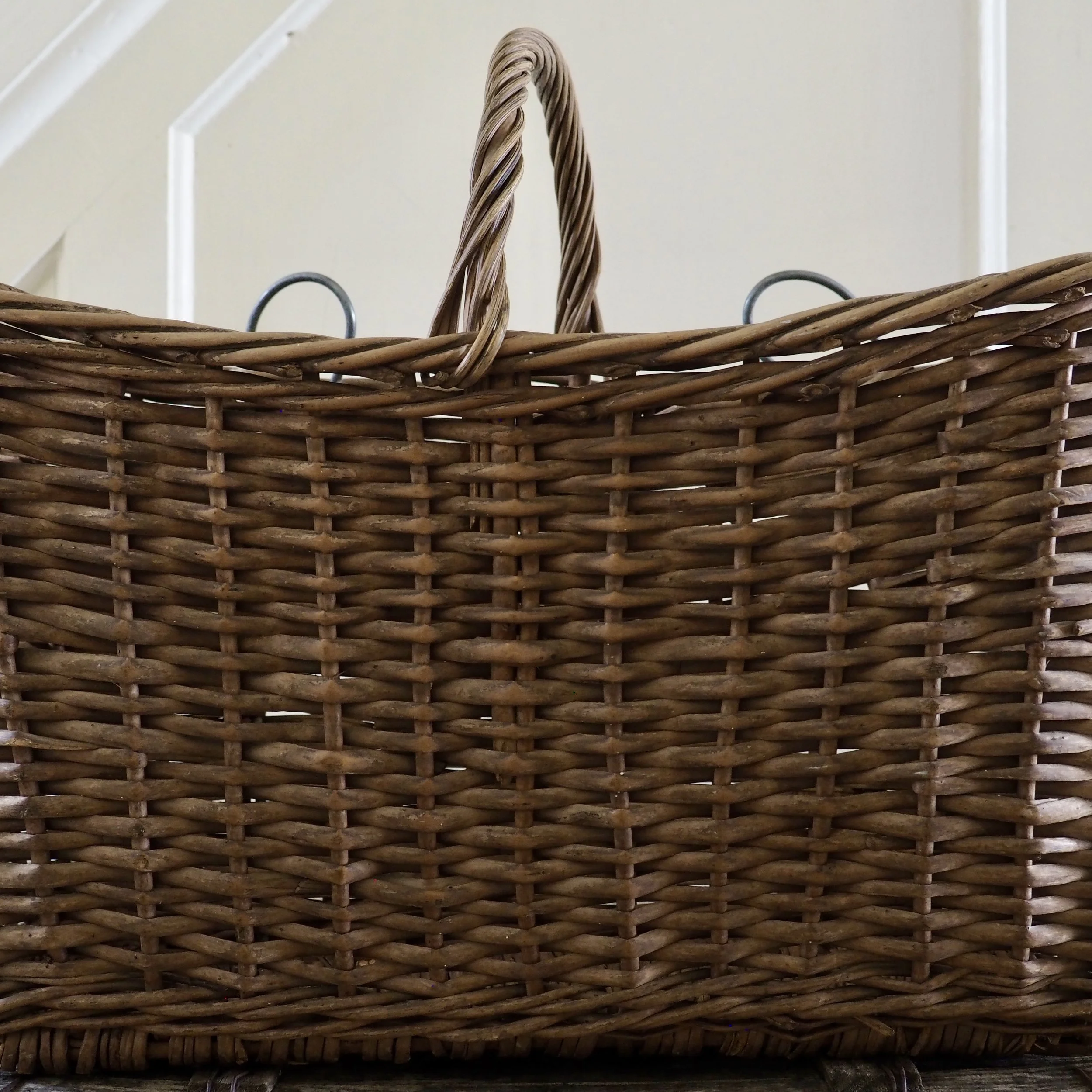 large vintage wicker shopping basket