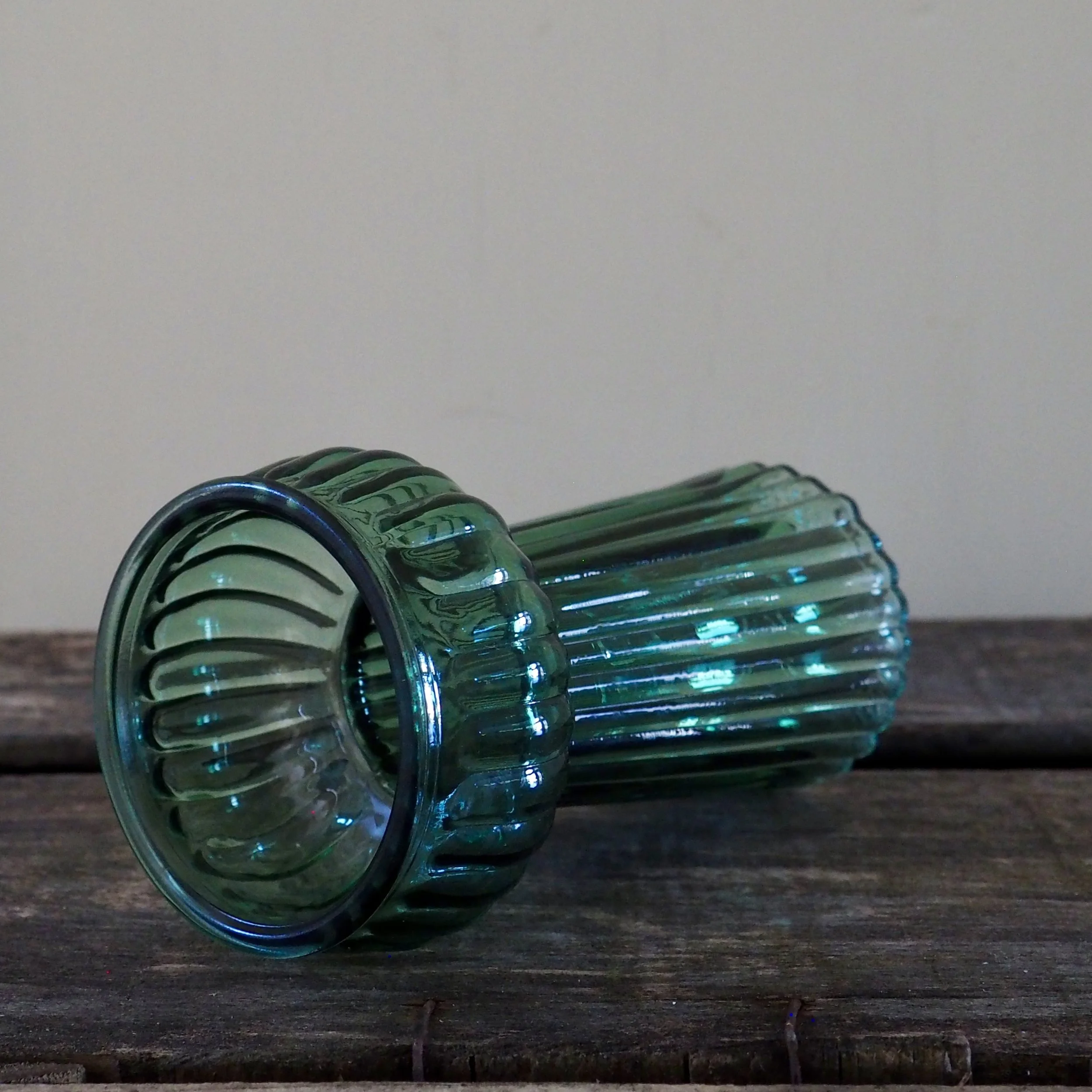 green pressed glass hyacinth vase