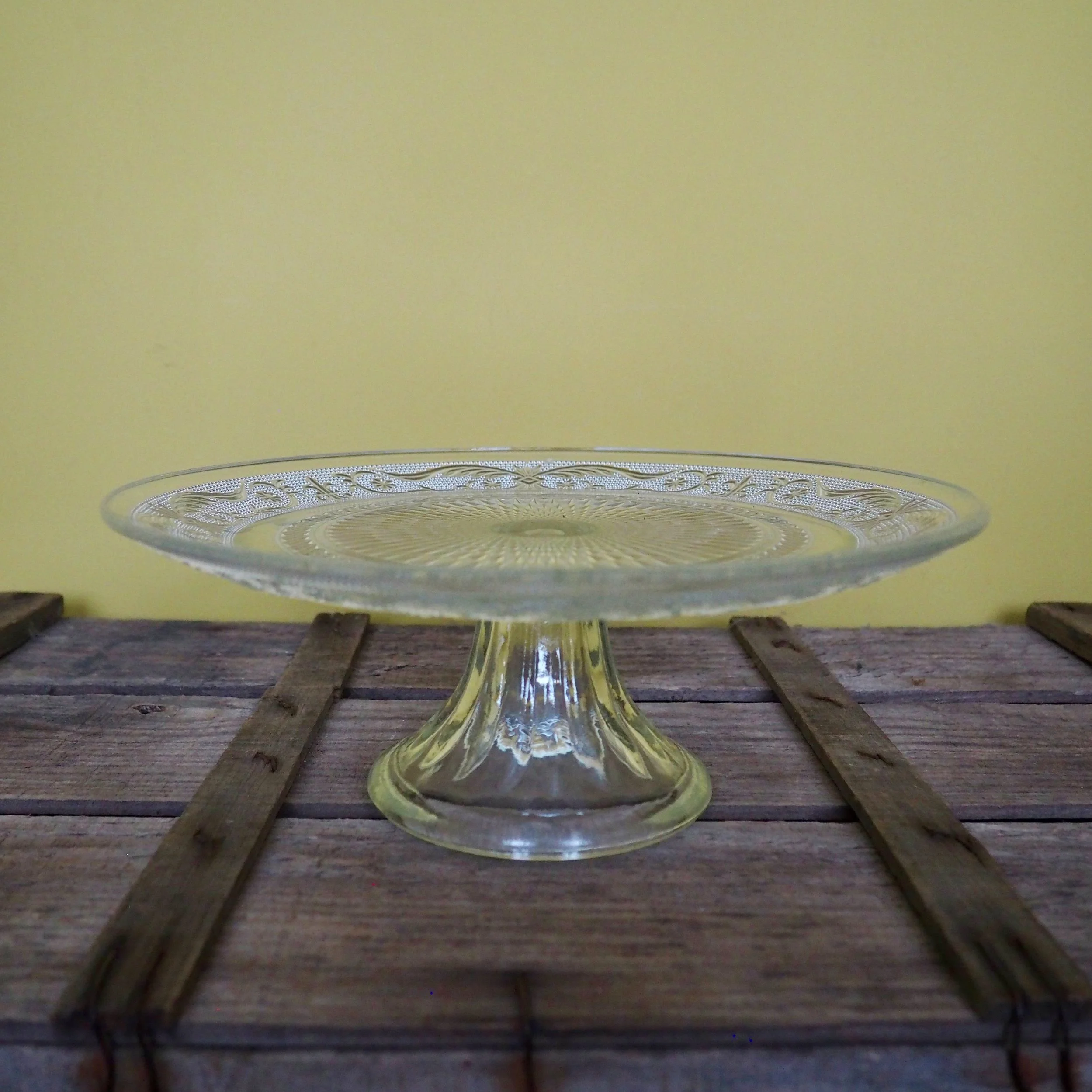 pressed glass cake stand