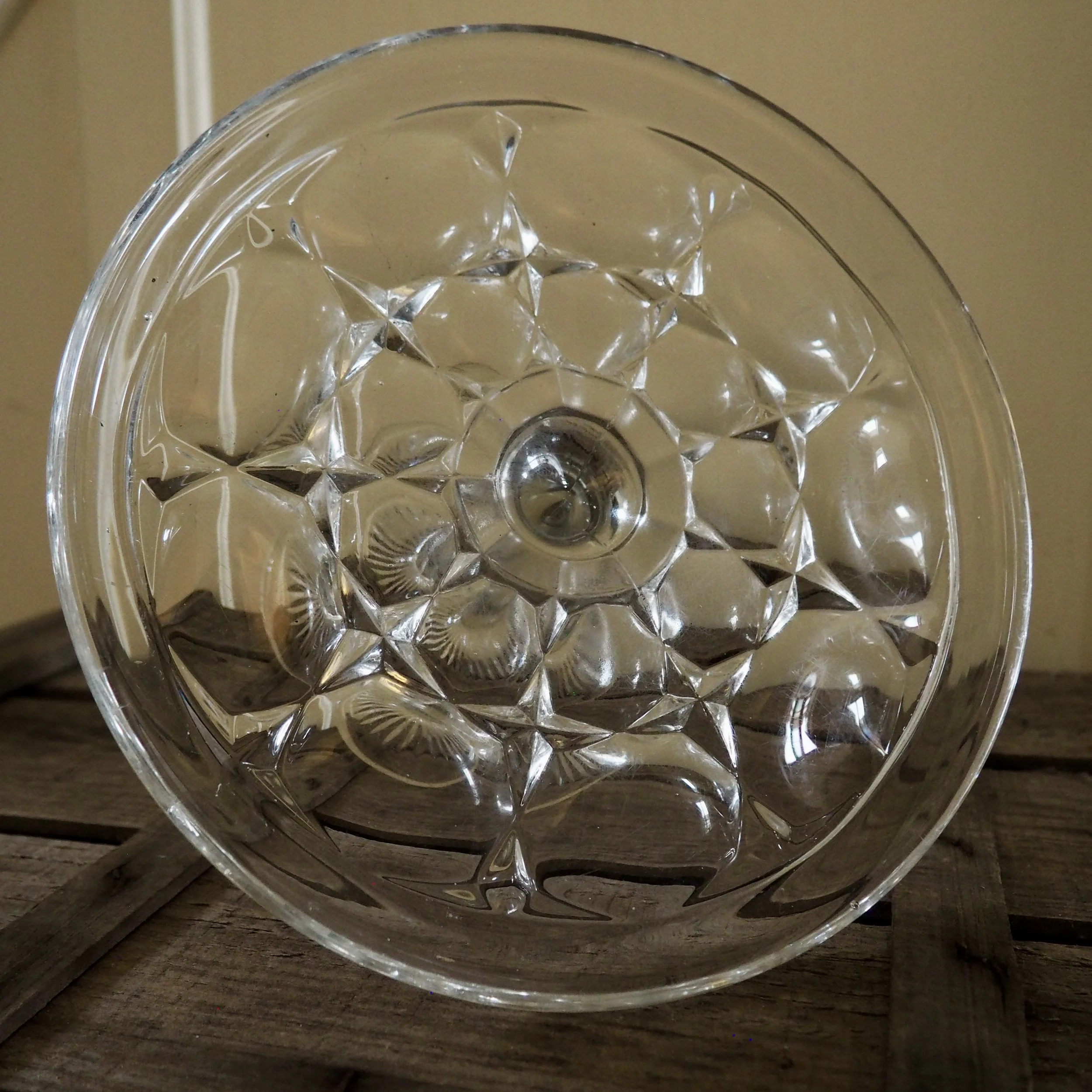 pressed glass cake stand