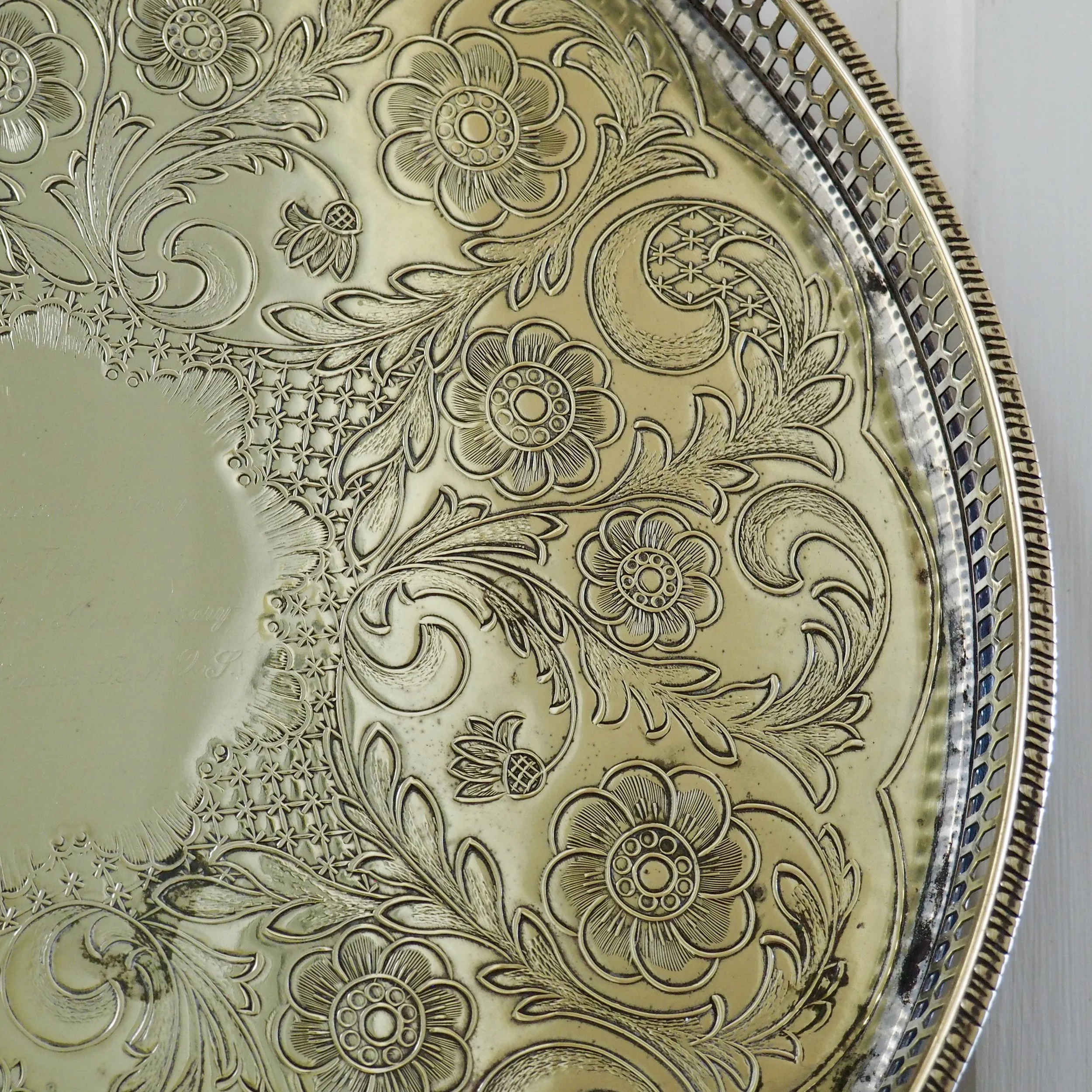 vintage epns galleried tray