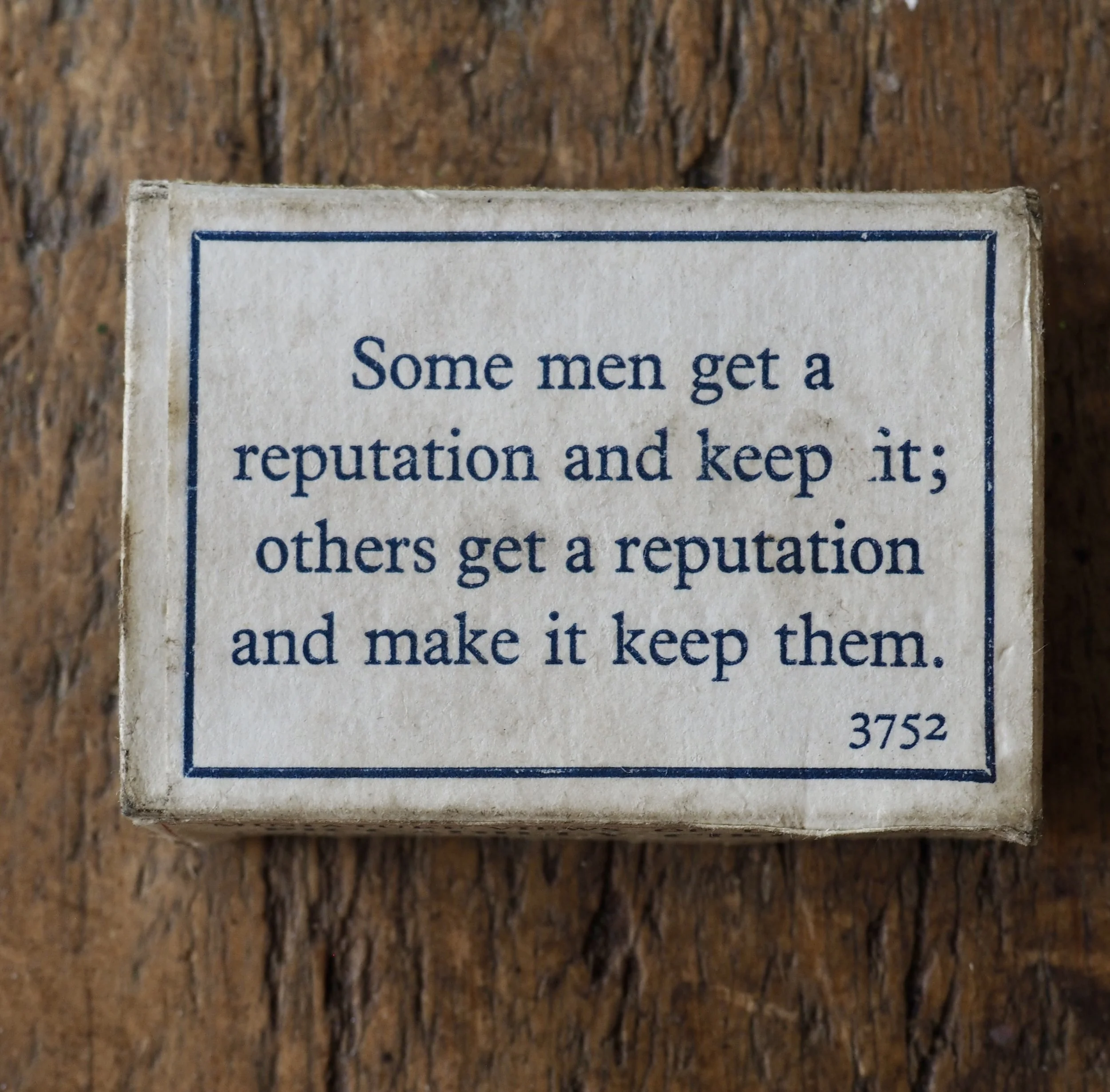 quote on the reverse of an England Glory matchbox diorama