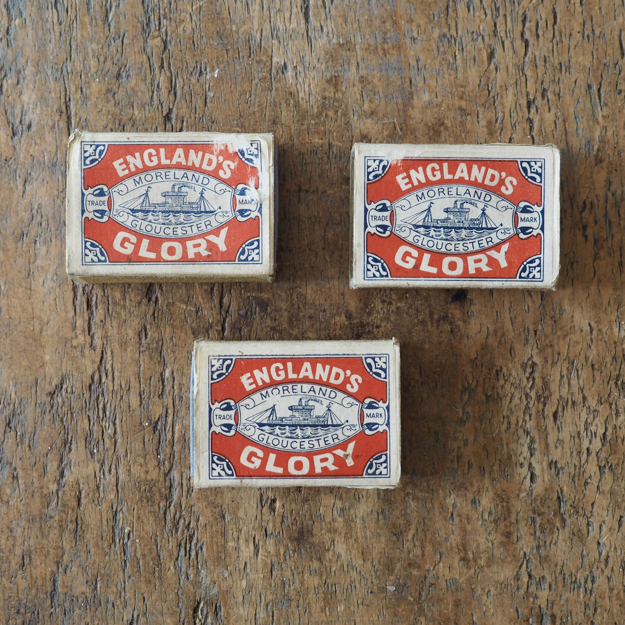 3 x vintage Englands Glory matchboxes with dioramas