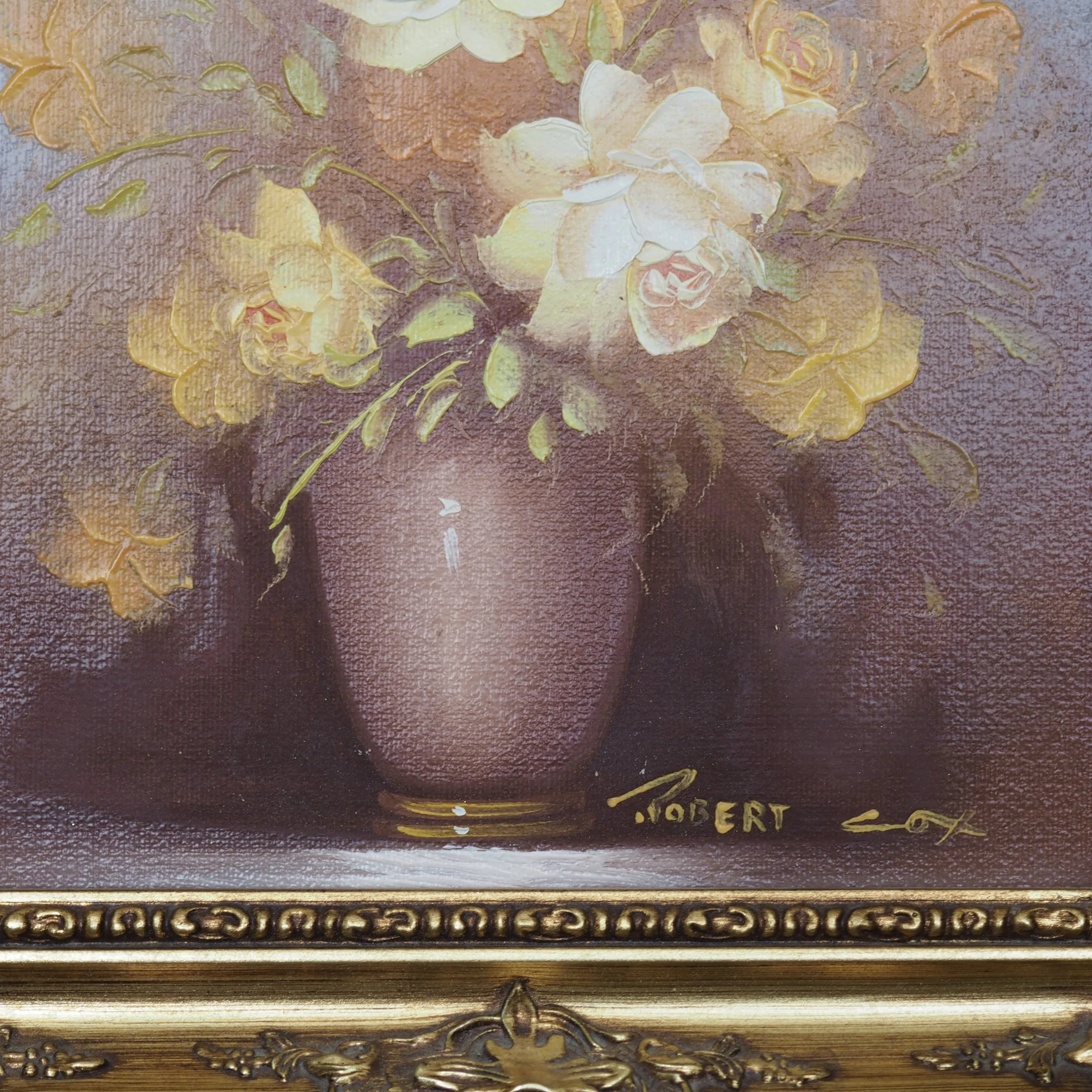 close up oil on canvas by Robert Cox signed