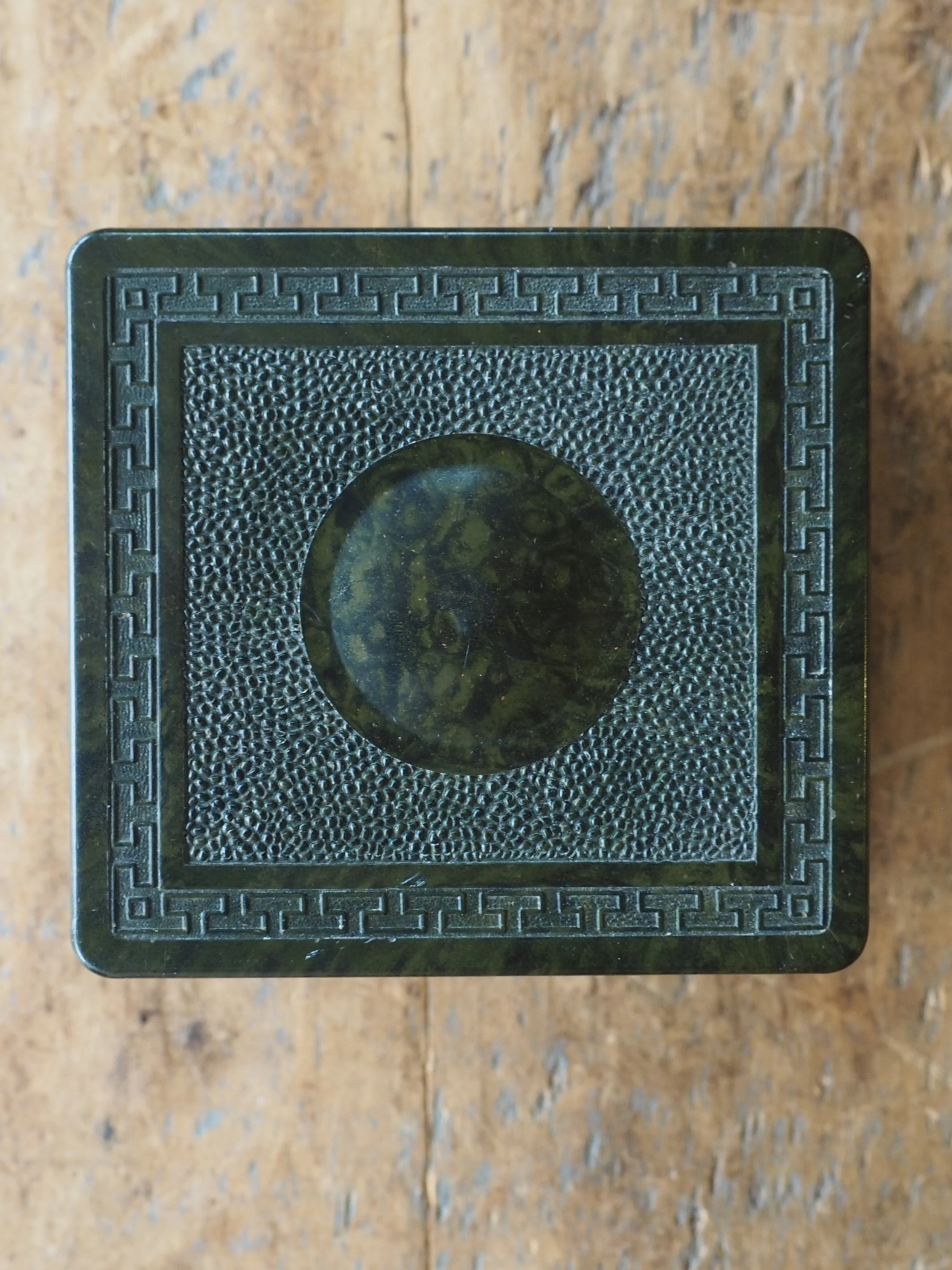 Green Art Deco Bakelite trinket box by Stadium
