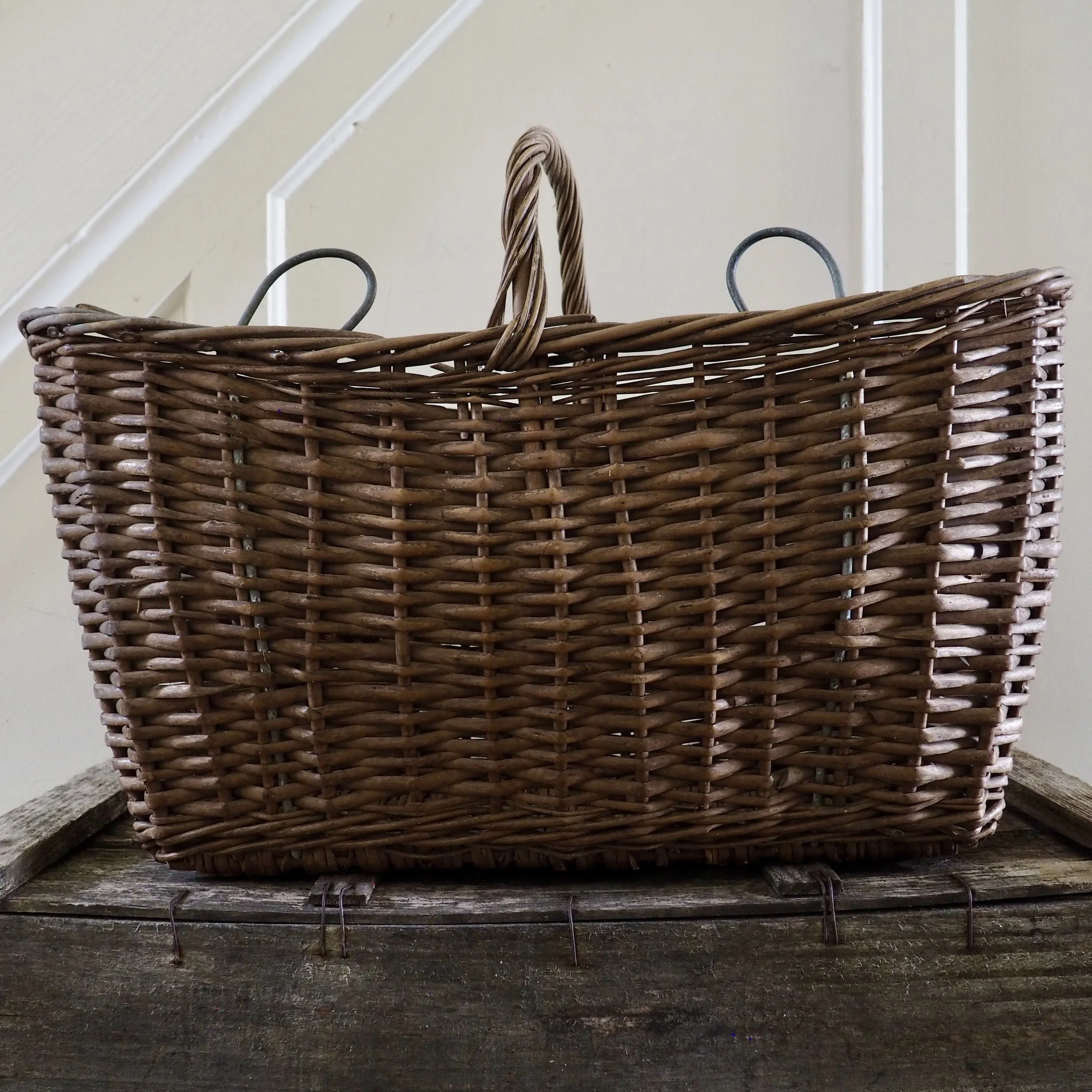 large vintage wicker shopping basket