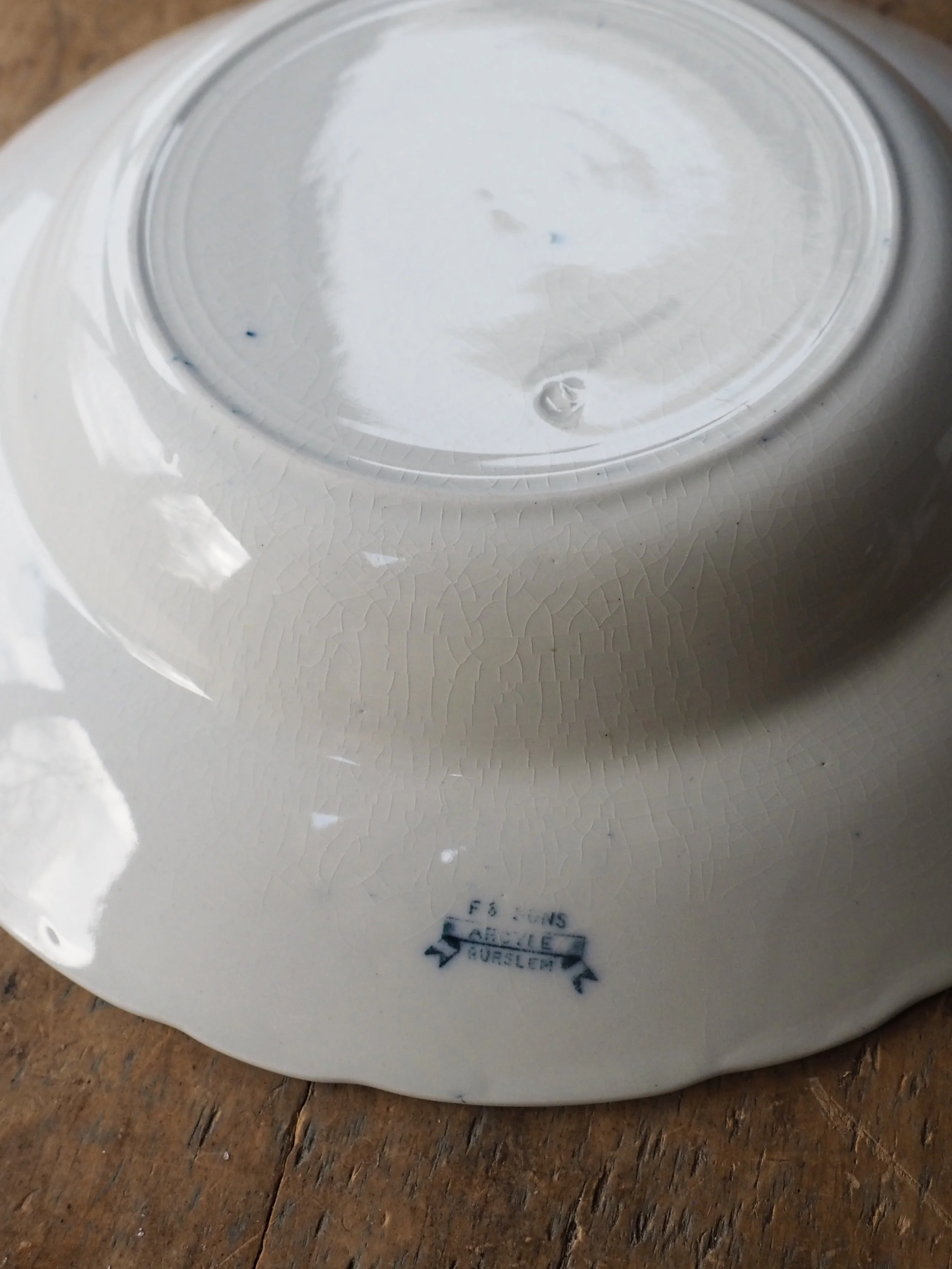 Argyle pattern soup bowl by F & sons Makers mark