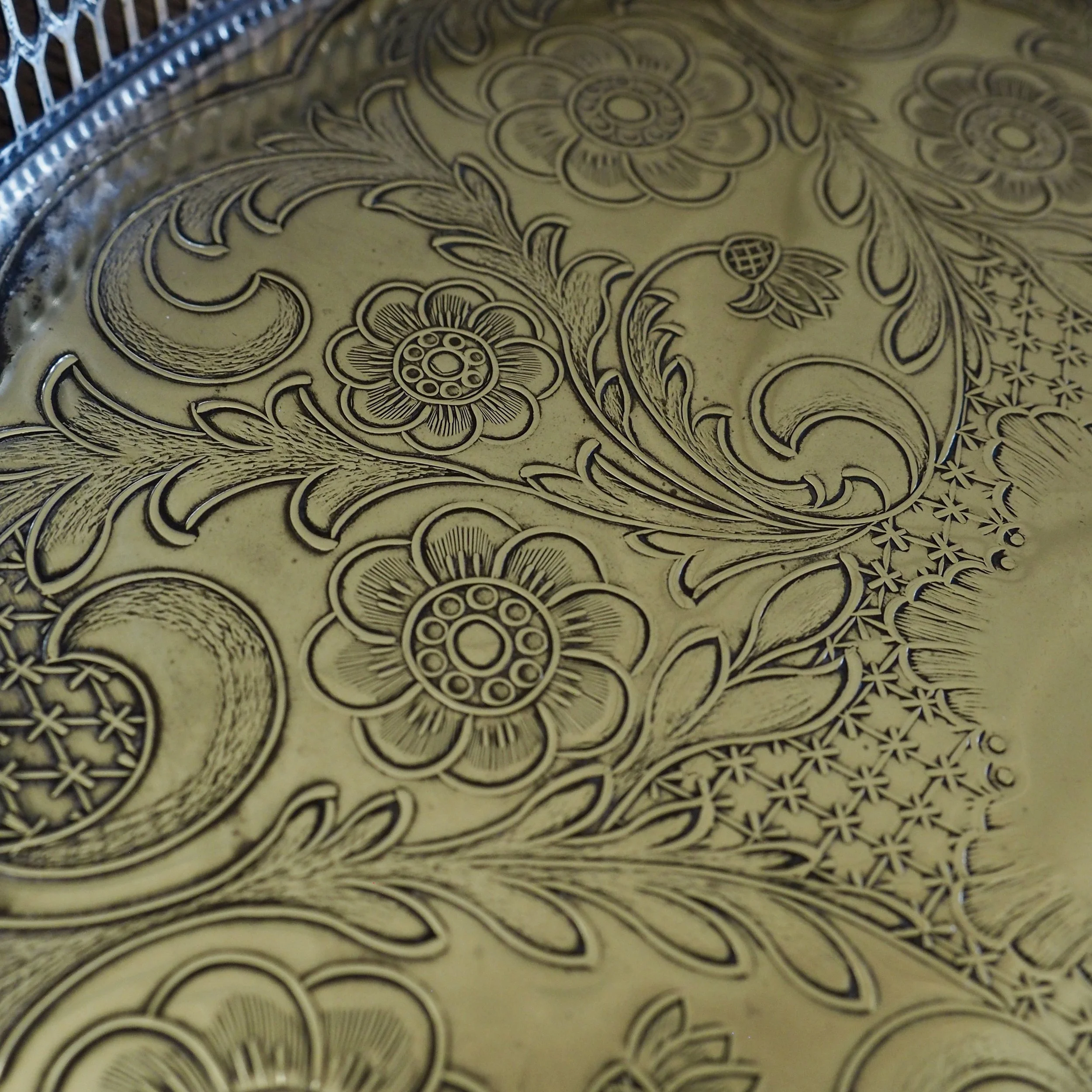 vintage epns galleried tray