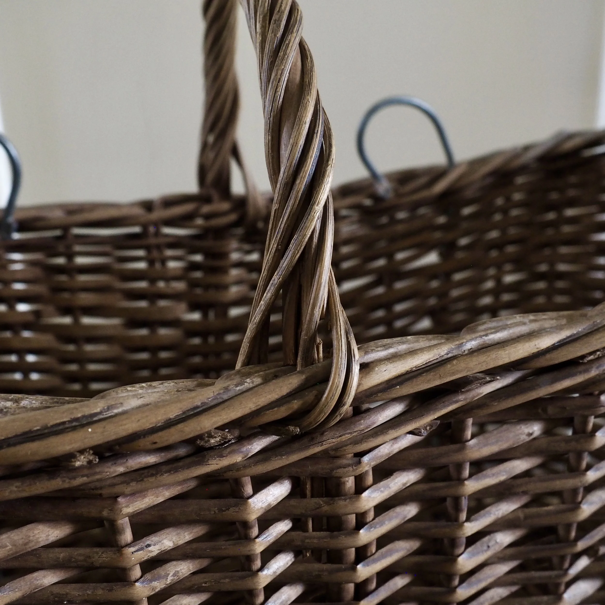 large vintage wicker shopping basket