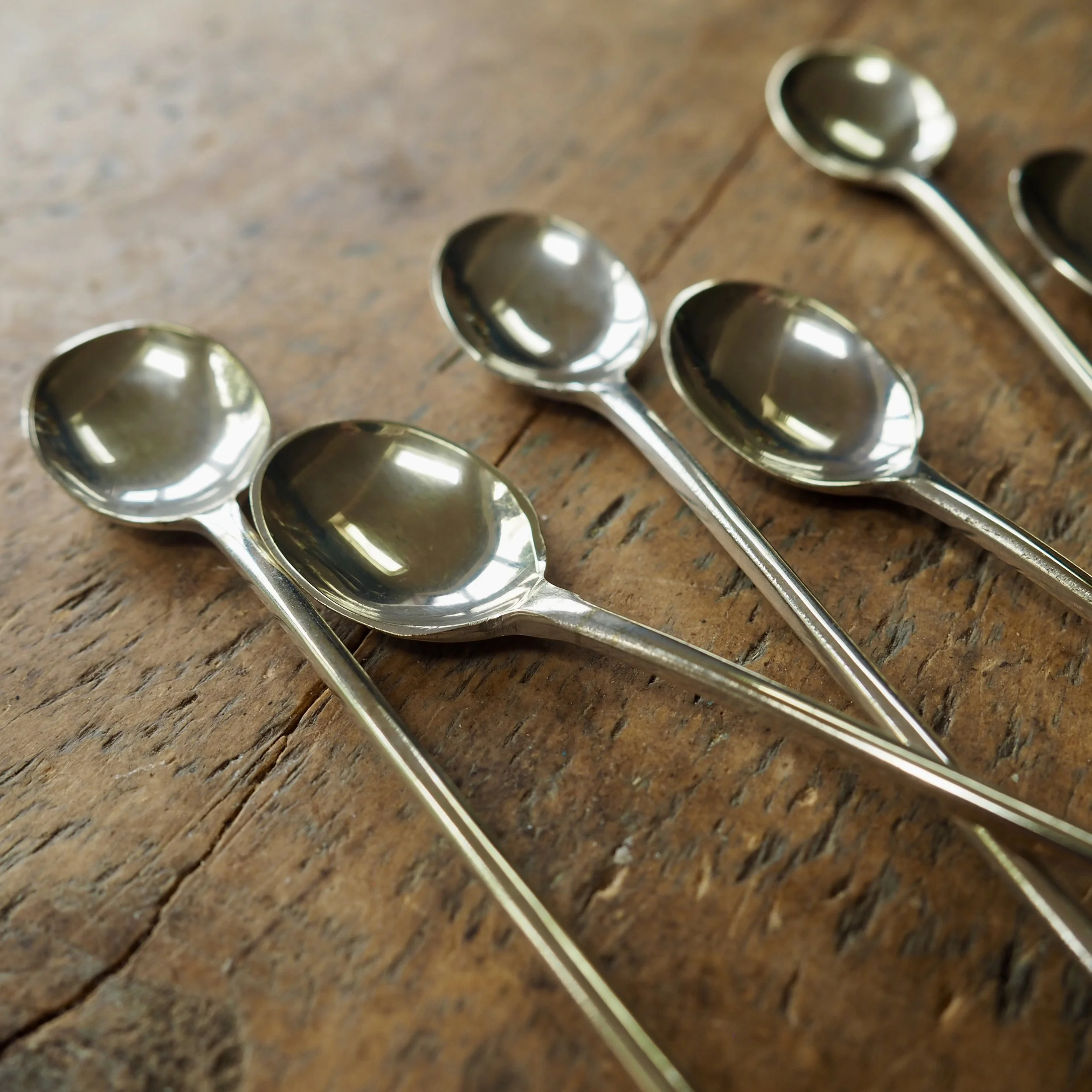 Set of 6 epns vintage coffee bean spoons mid century