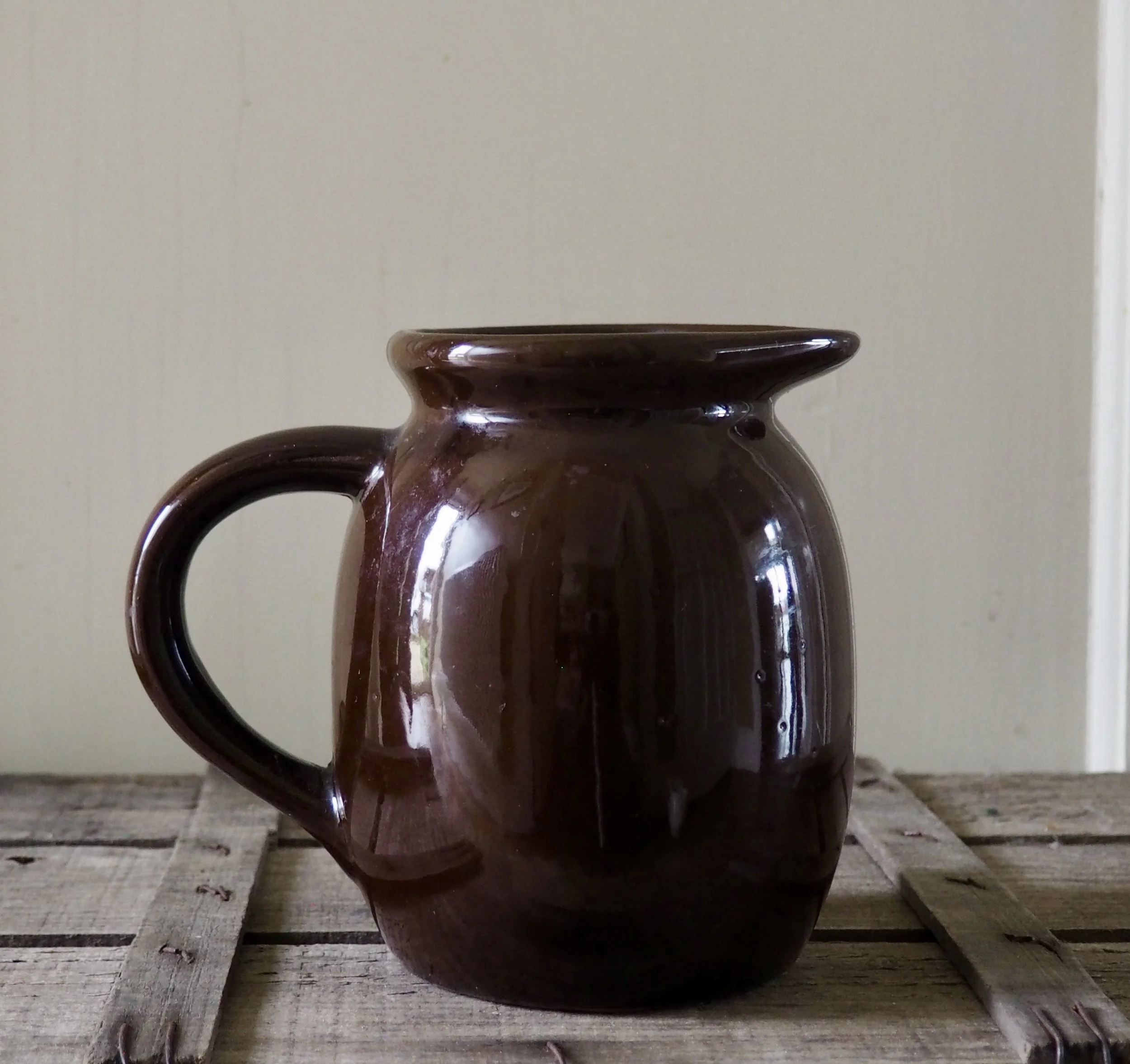 little brown vintage stoneware jug