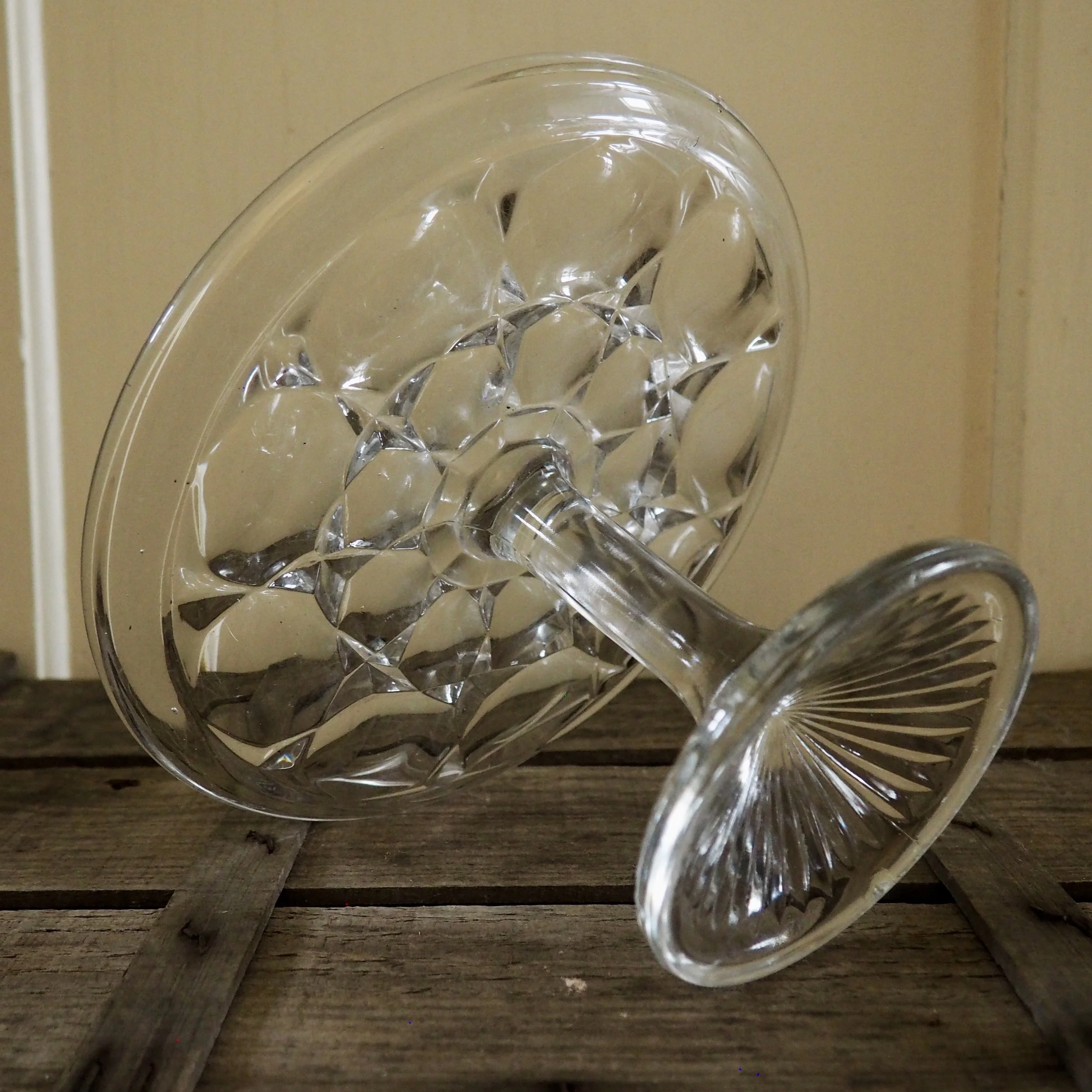 pressed glass cake stand