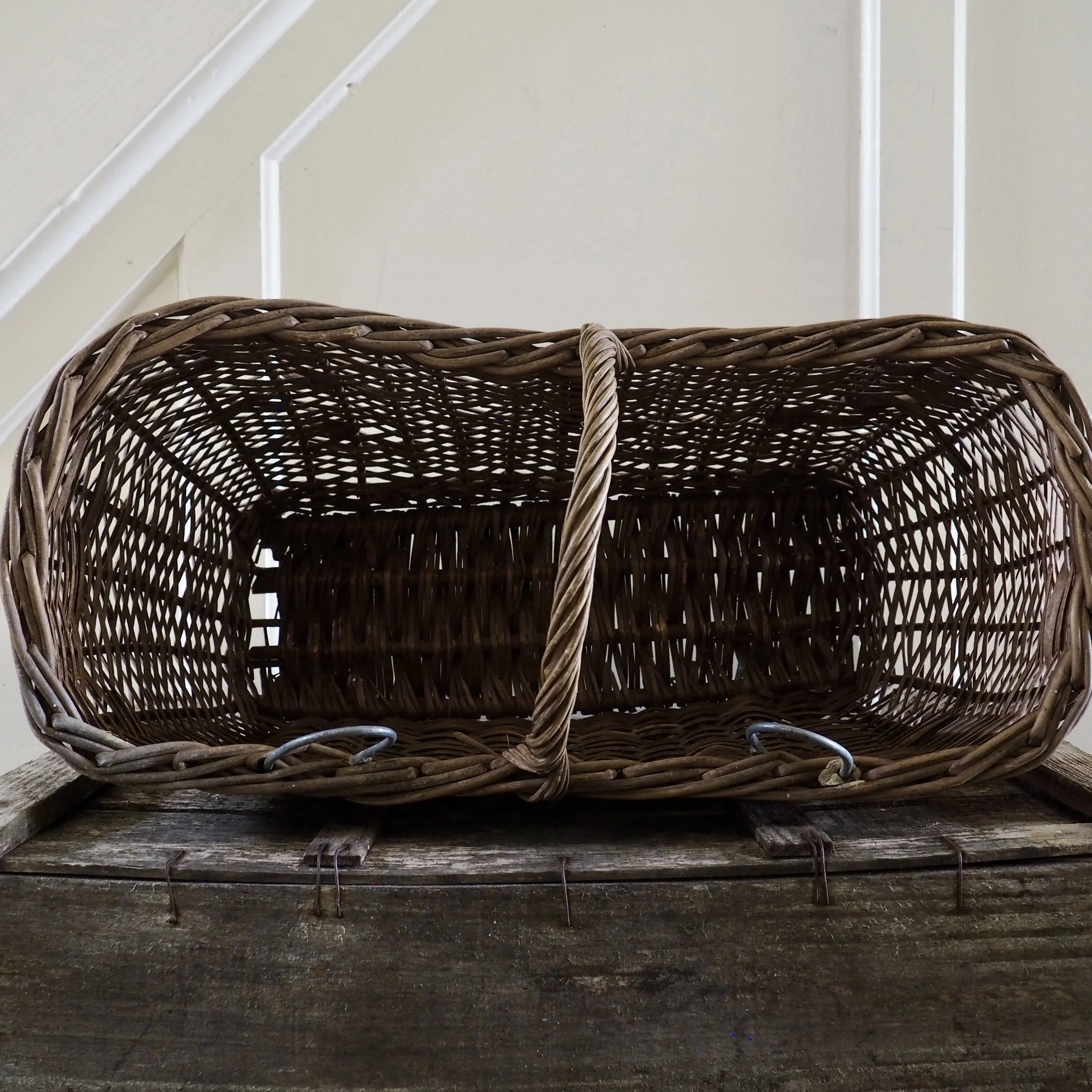 large vintage wicker shopping basket