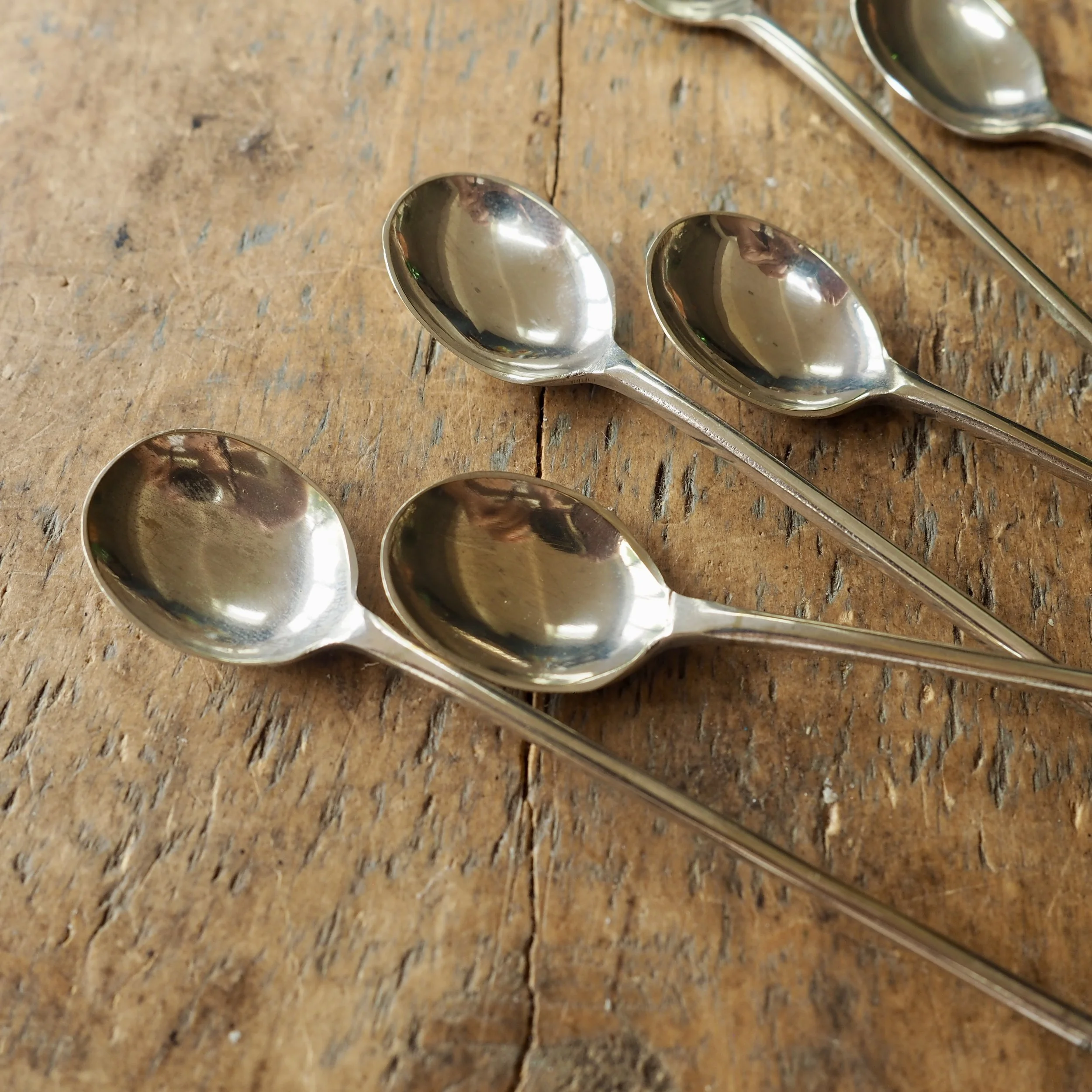 Set of 6 epns vintage coffee bean spoons mid century