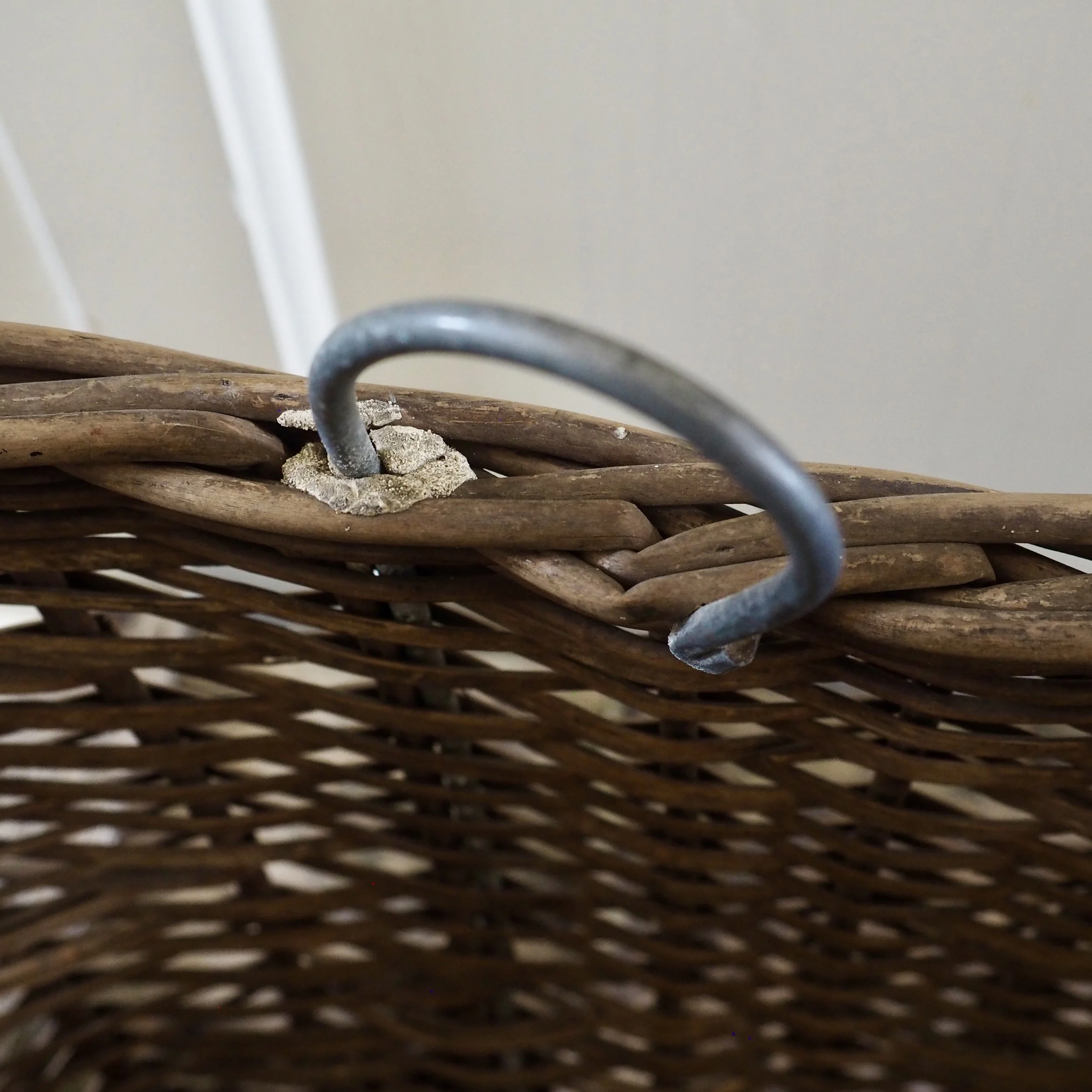 large vintage wicker shopping basket detail
