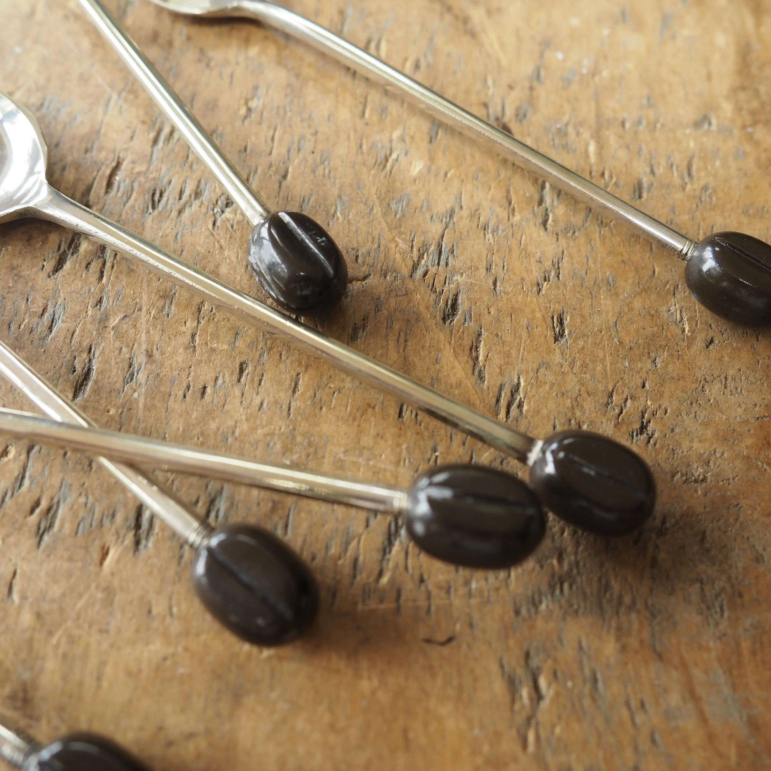 Set of 6 epns vintage coffee bean spoons mid century