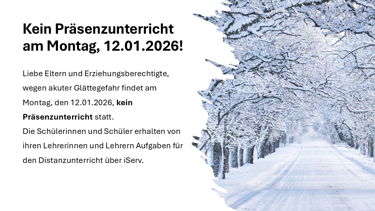 Glättewarnung: Kein Präsenzunterricht am 12.01.26