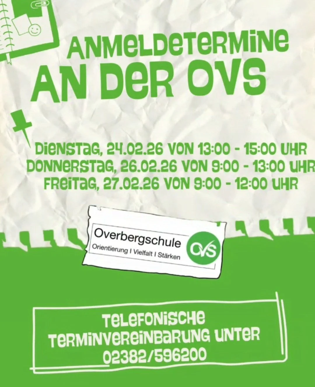 Anmeldung der neuen Fünftklässler für das Schuljahr 2026/2027