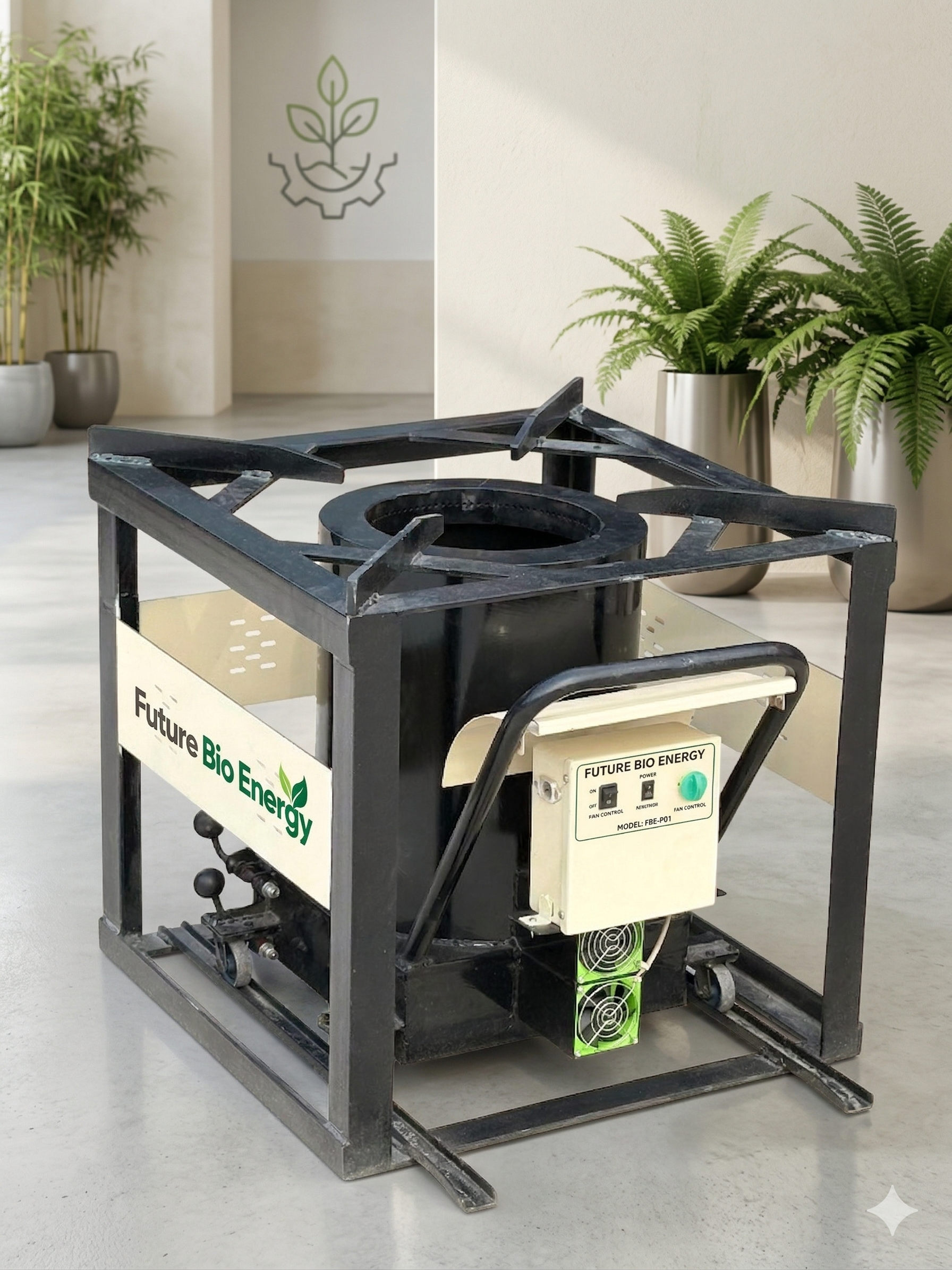 Biomass stove using pellets or briquettes for commercial cooking and heating applications