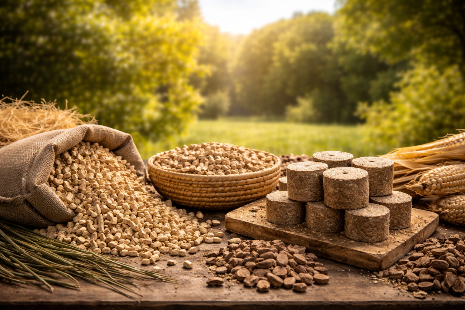 Biomass pellets and briquettes for industrial fuel selection