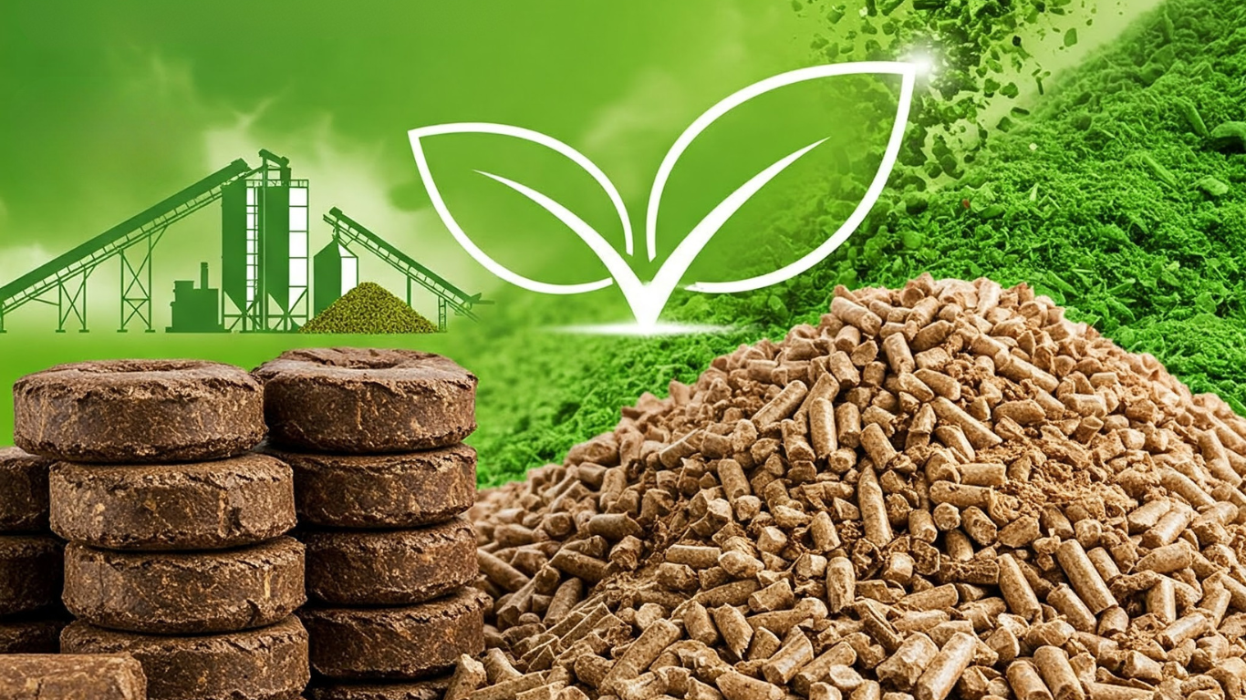 Biomass briquettes and pellets.