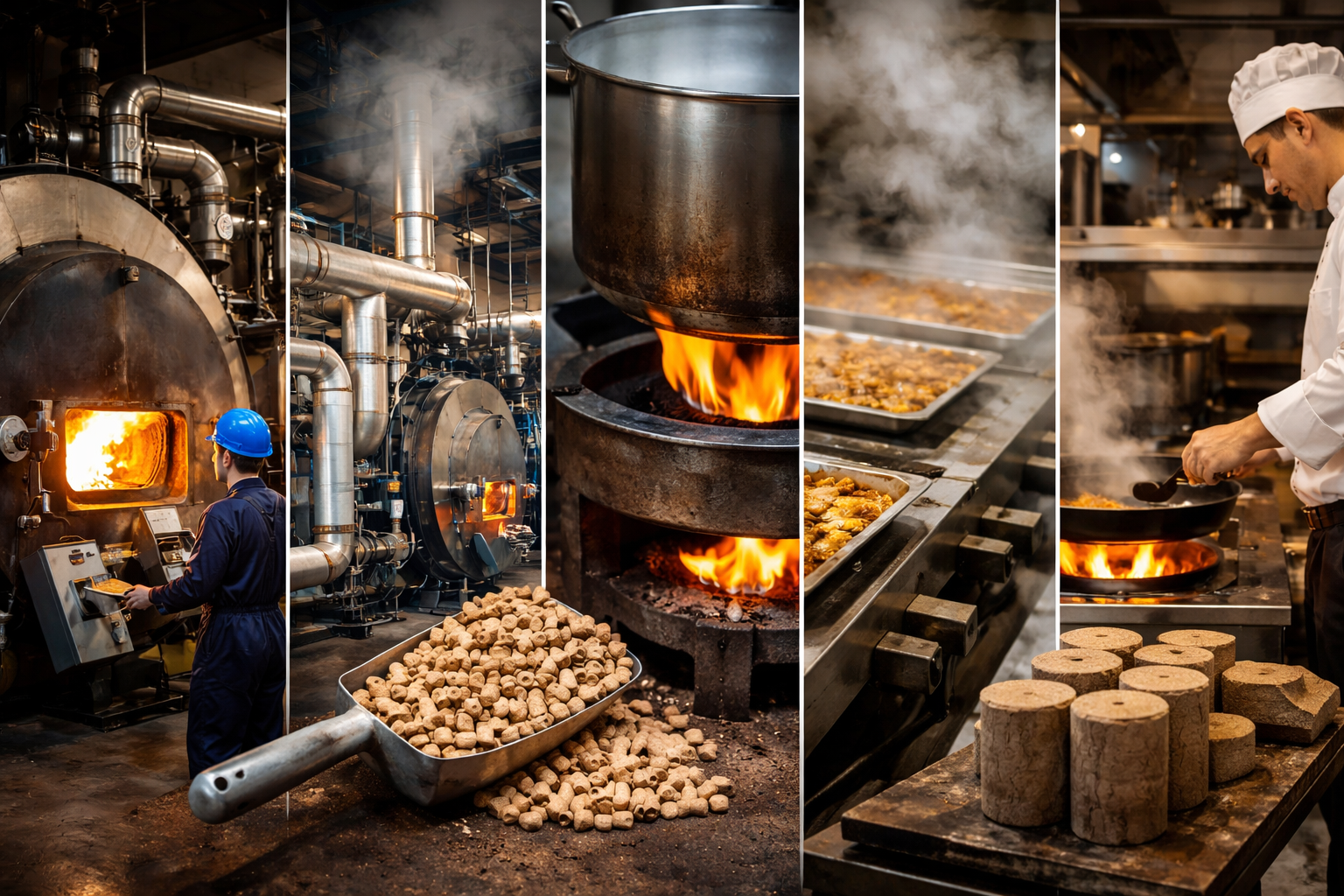 Biomass pellets and briquettes for industrial fuel selection